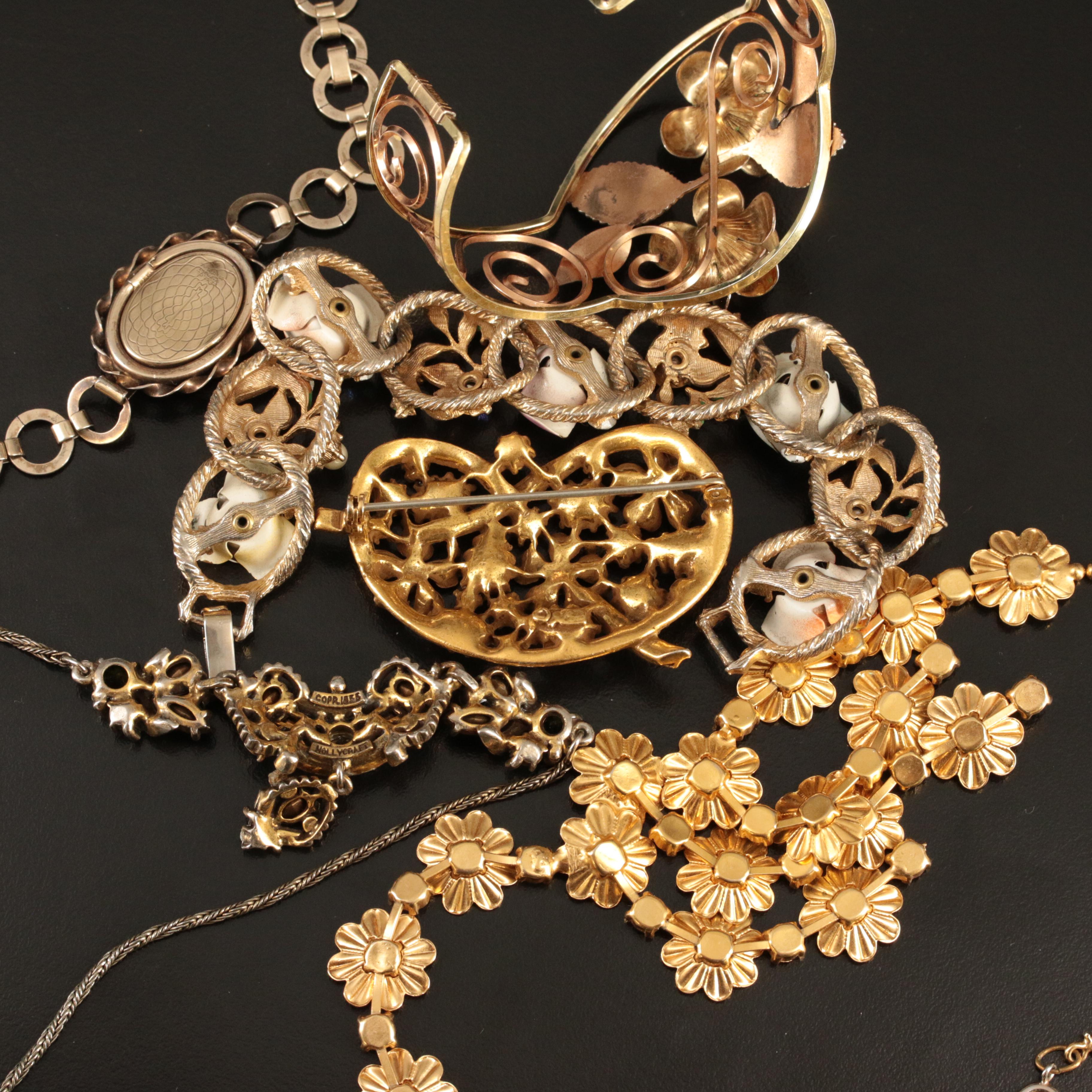 Jewelry Grouping Including Krementz, Hollycraft and Key Charm Bracelet