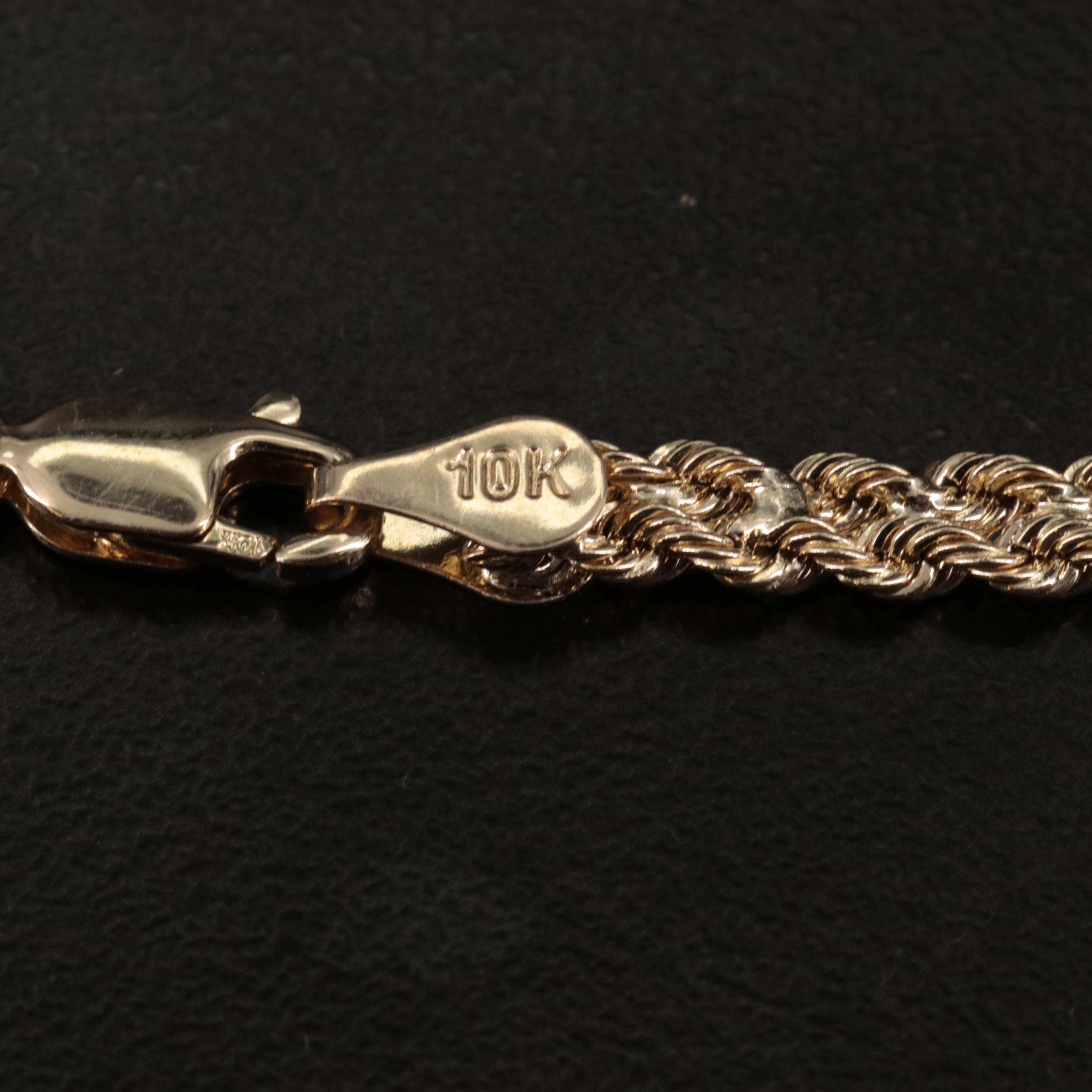 10K Double Chain Stamped Heart Pendant Necklace