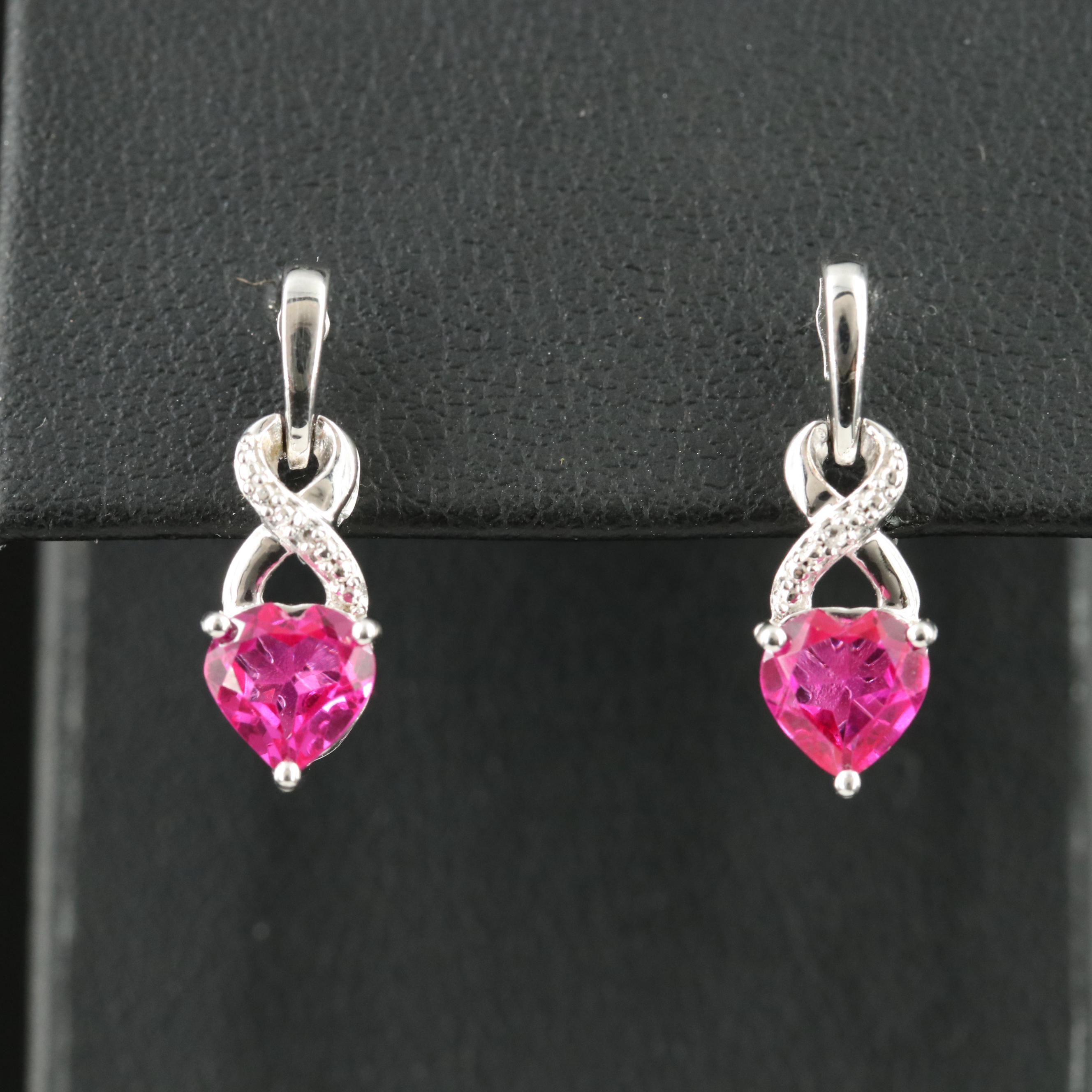 Ruby and Sapphire Heart Earrings