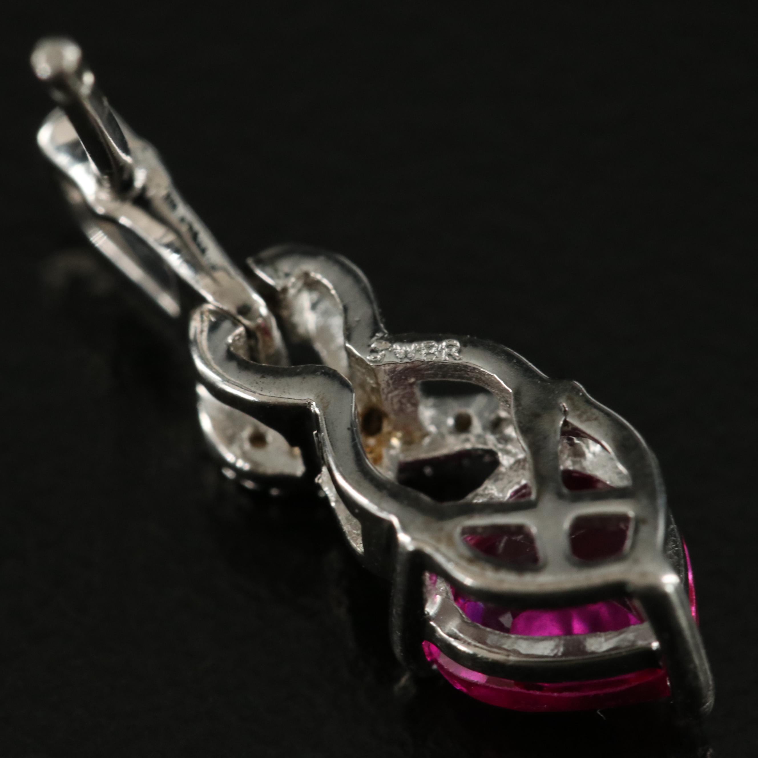 Ruby and Sapphire Heart Earrings