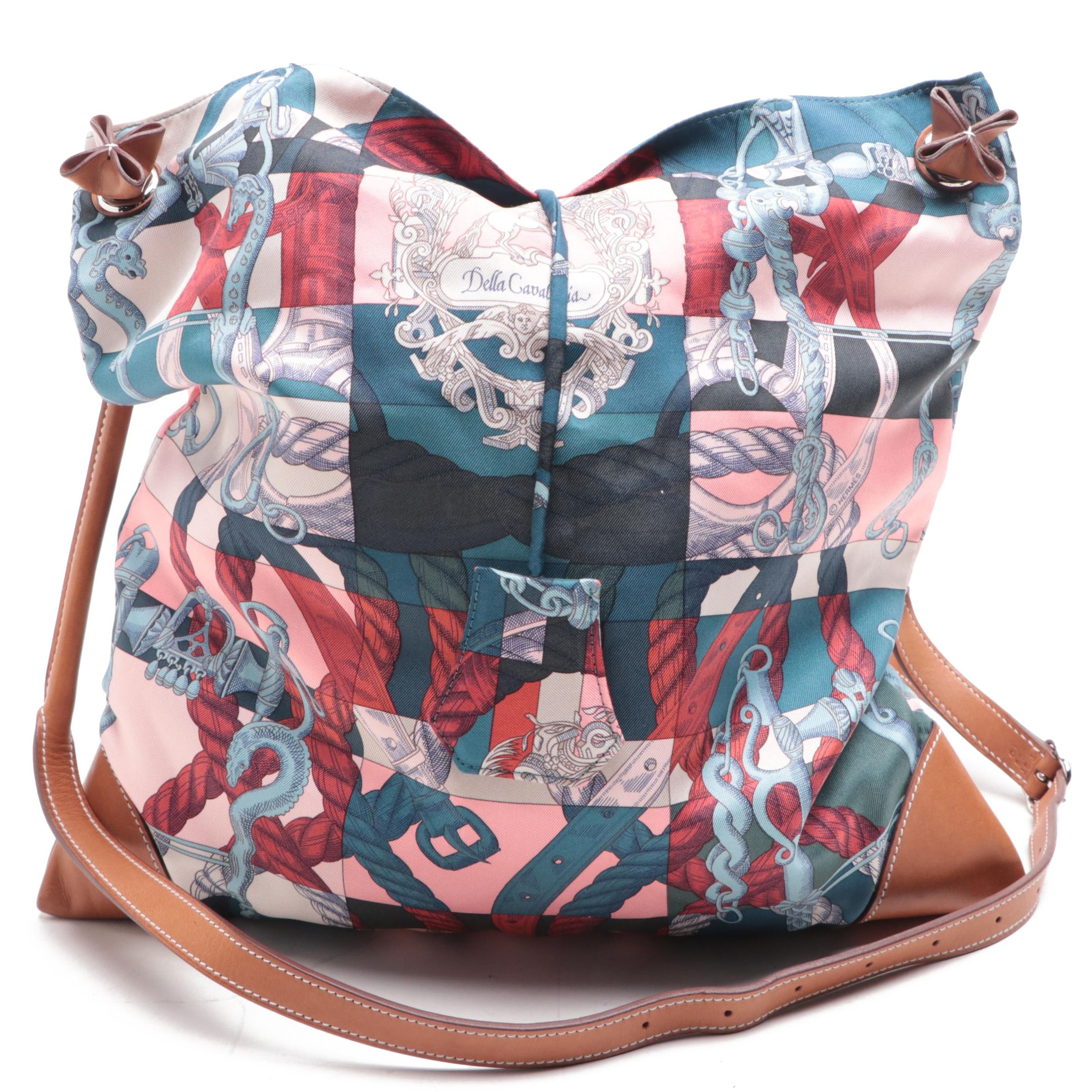 Hermès Silky City Bag in "Della Cavaleria" Silk and Chamonix Leather