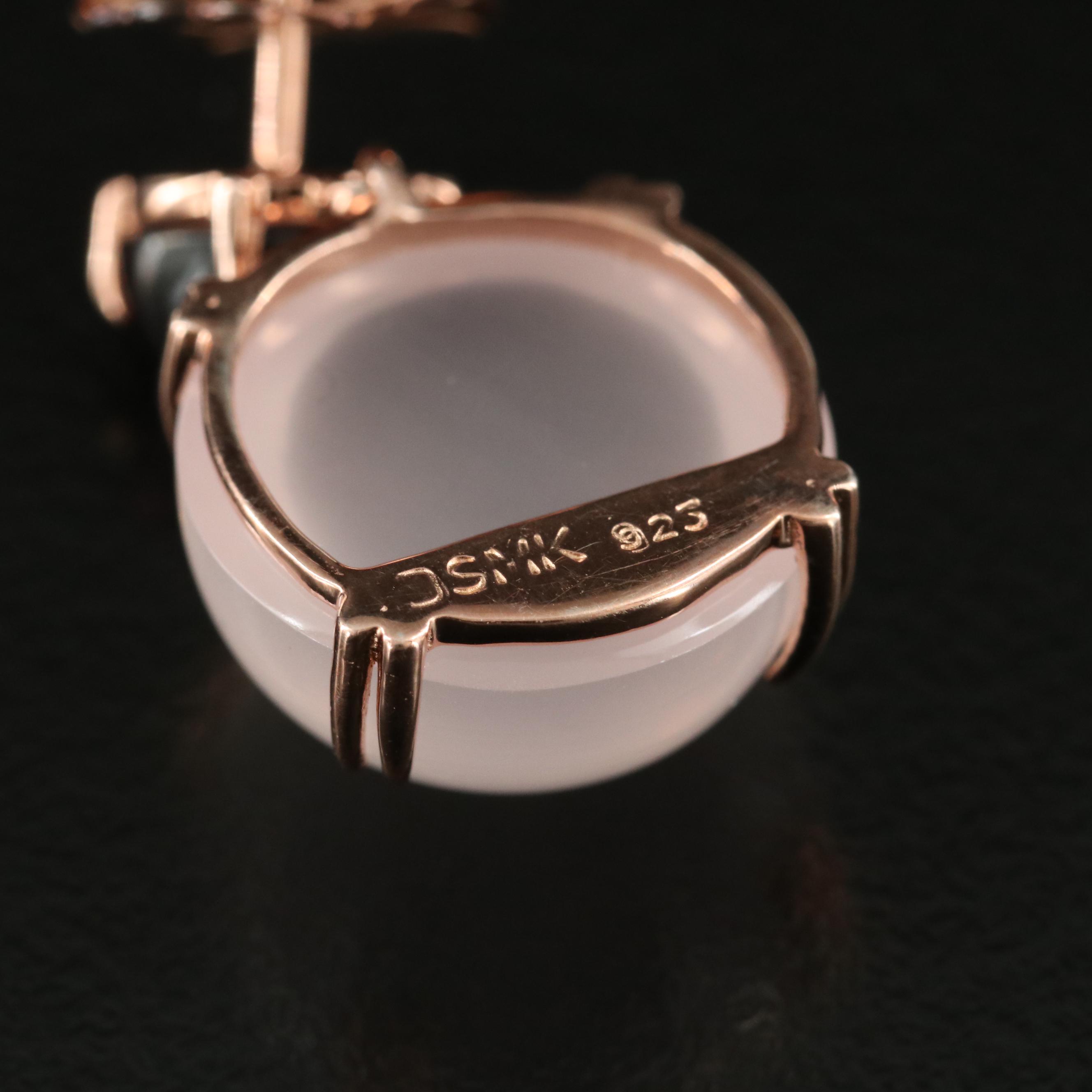 Sterling Rose Quartz and Garnet Earrings