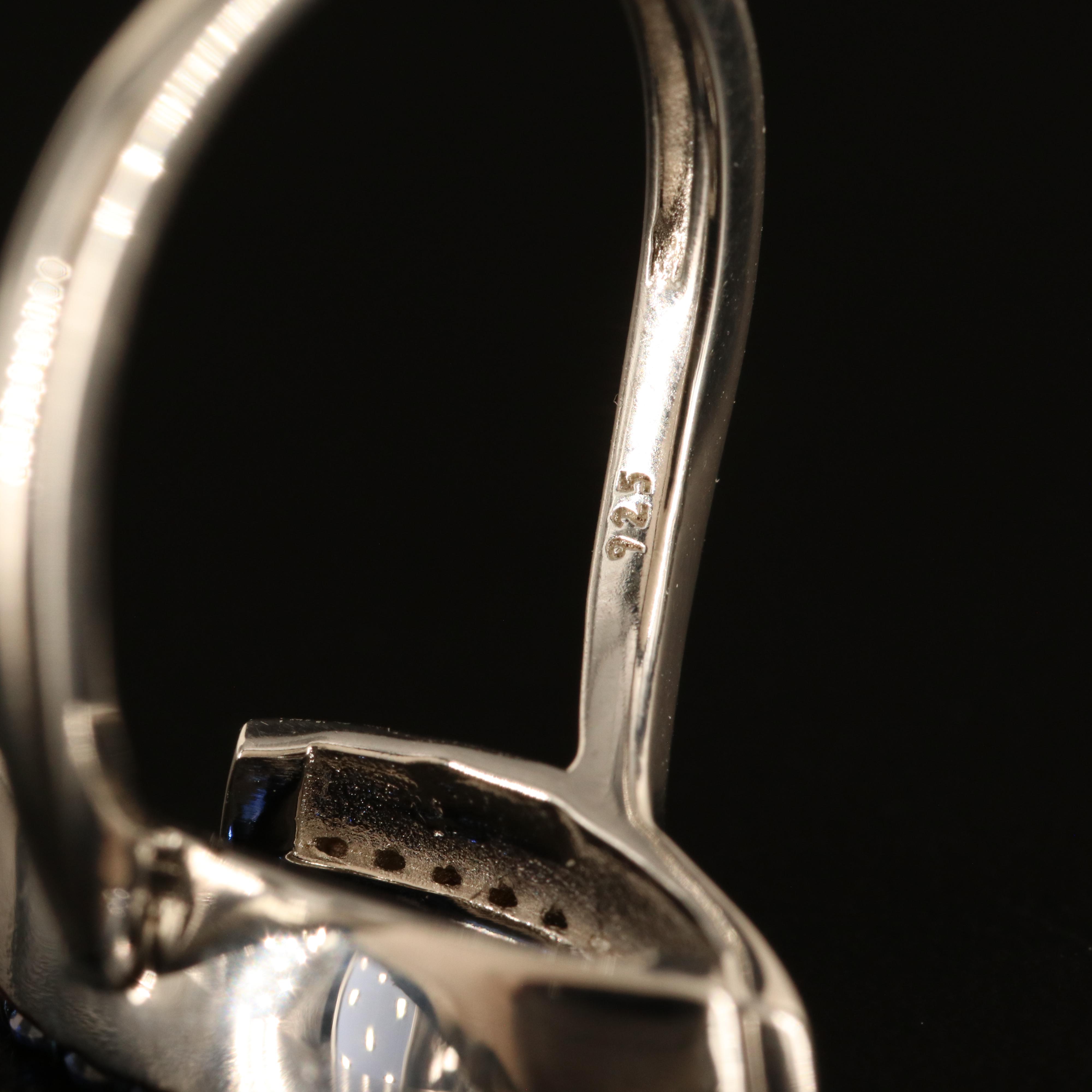 Sterling Sapphire and White Sapphire Navette Ring