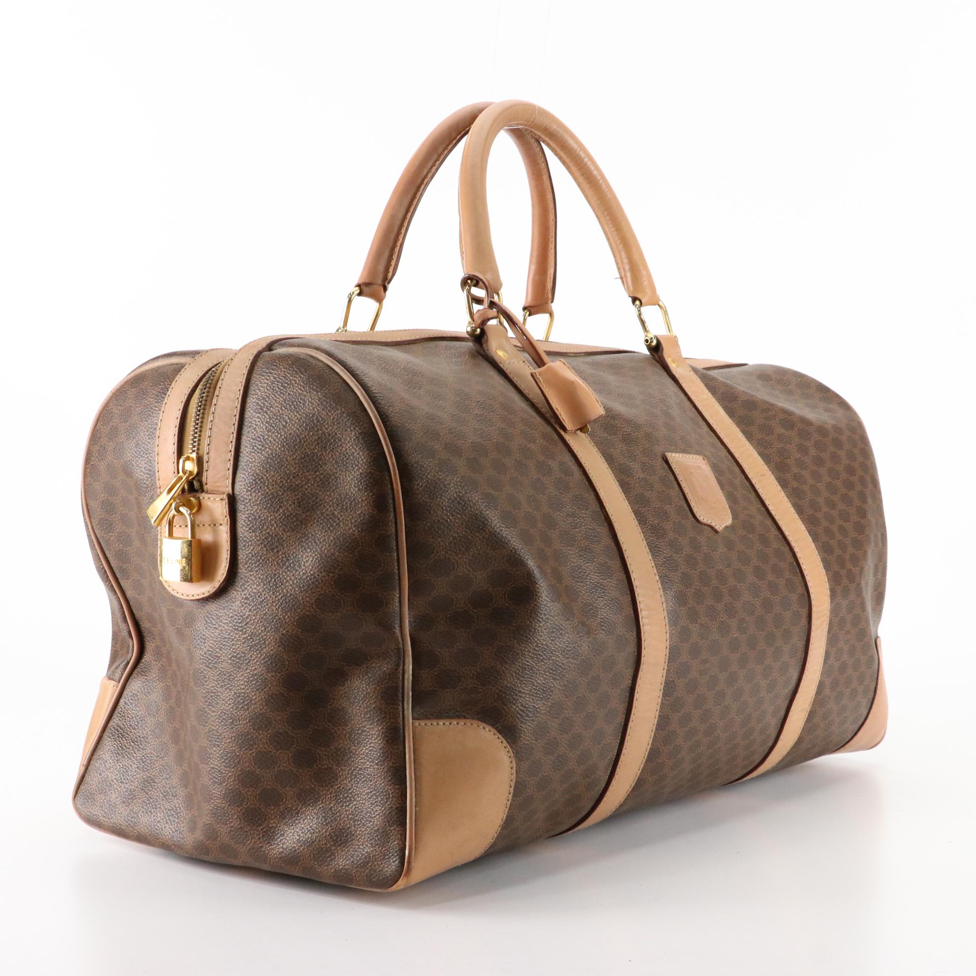 Celine Small Duffle Bag in Macadam Coated Canvas and Leather