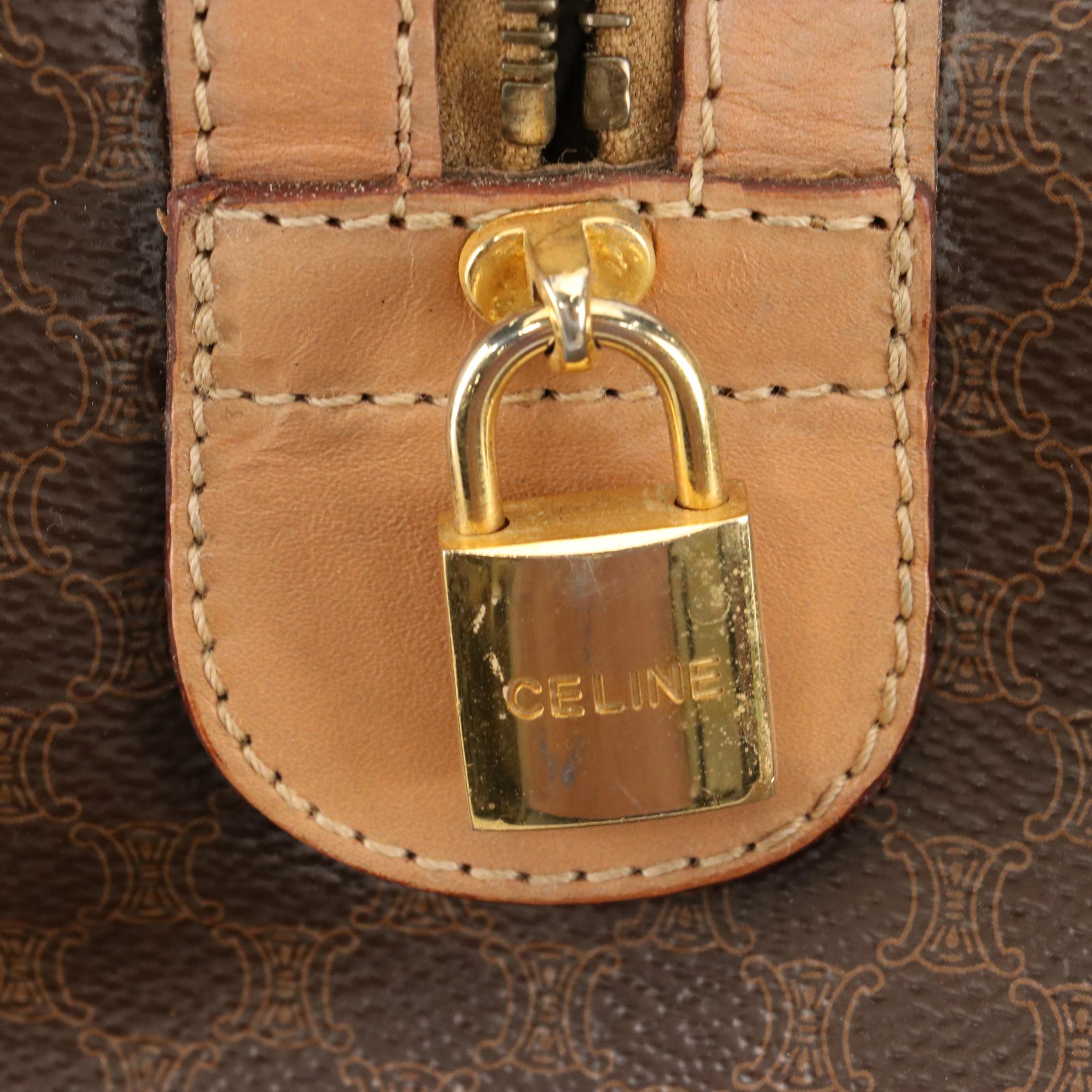 Celine Small Duffle Bag in Macadam Coated Canvas and Leather