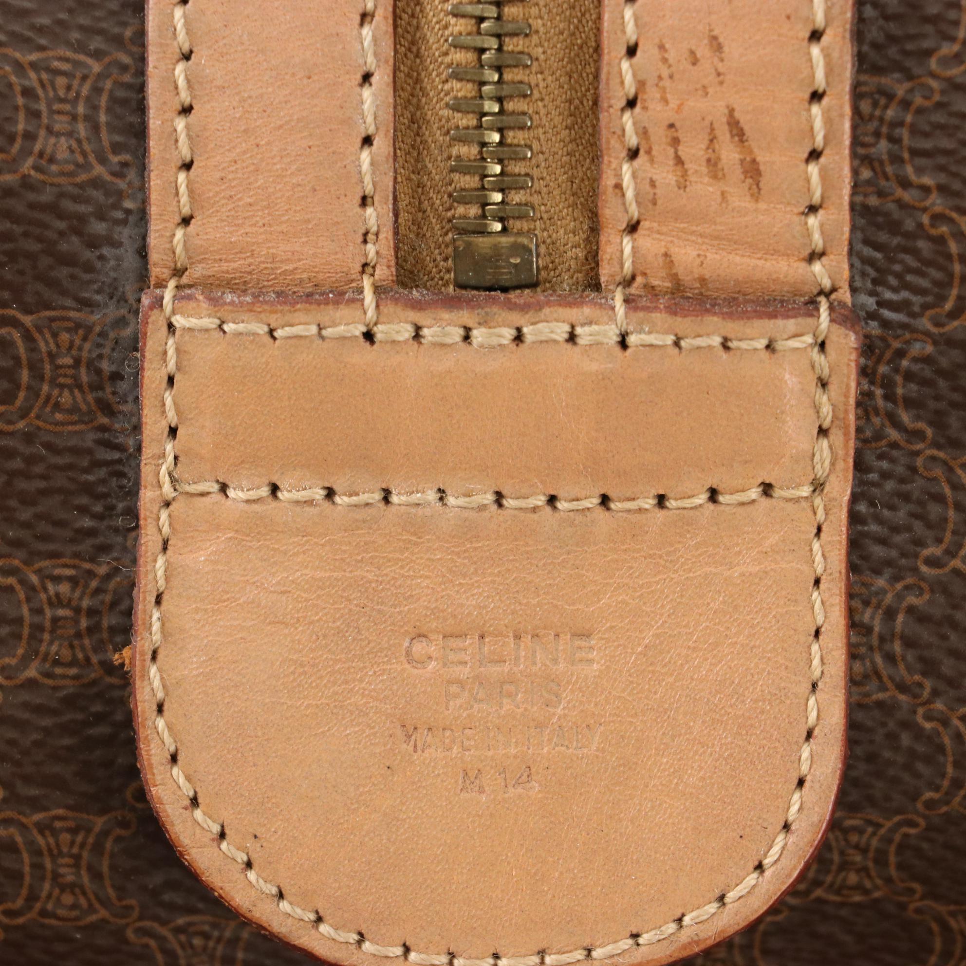 Celine Small Duffle Bag in Macadam Coated Canvas and Leather