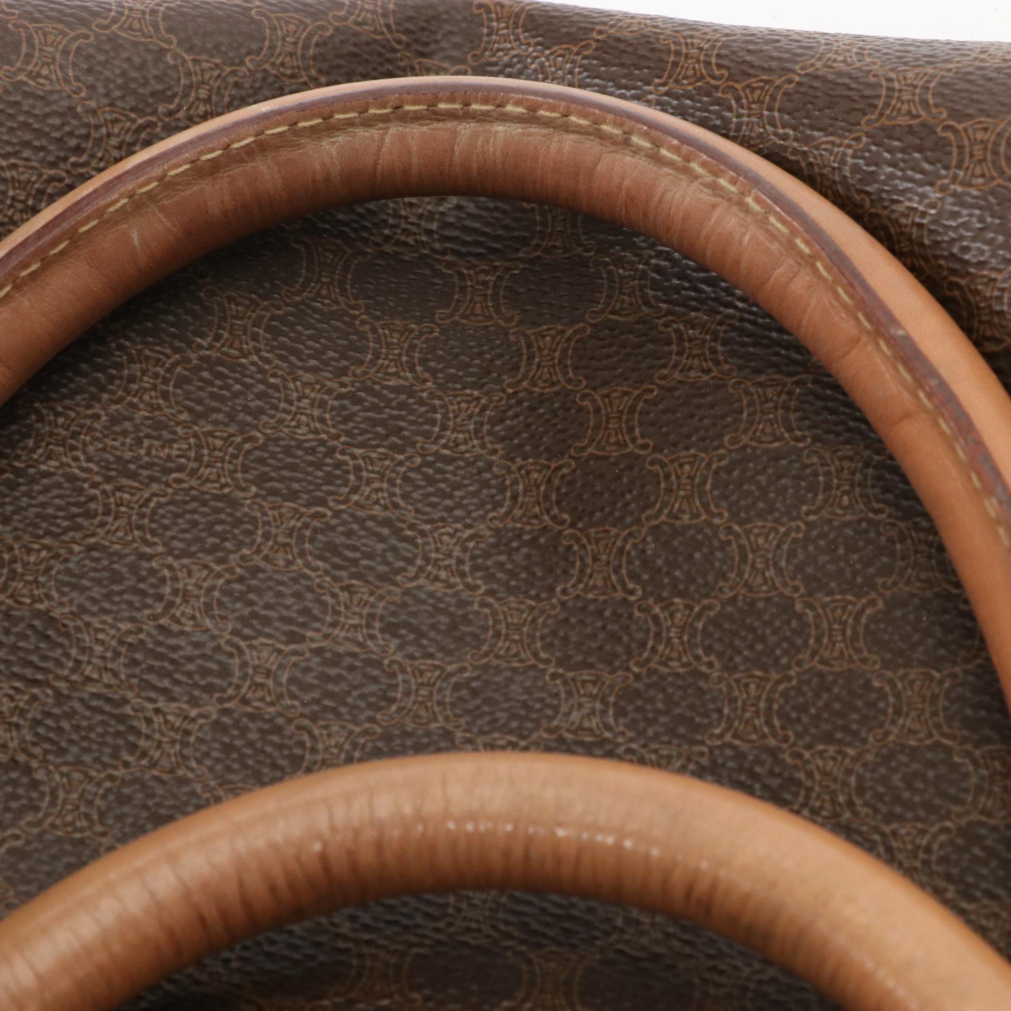 Celine Small Duffle Bag in Macadam Coated Canvas and Leather