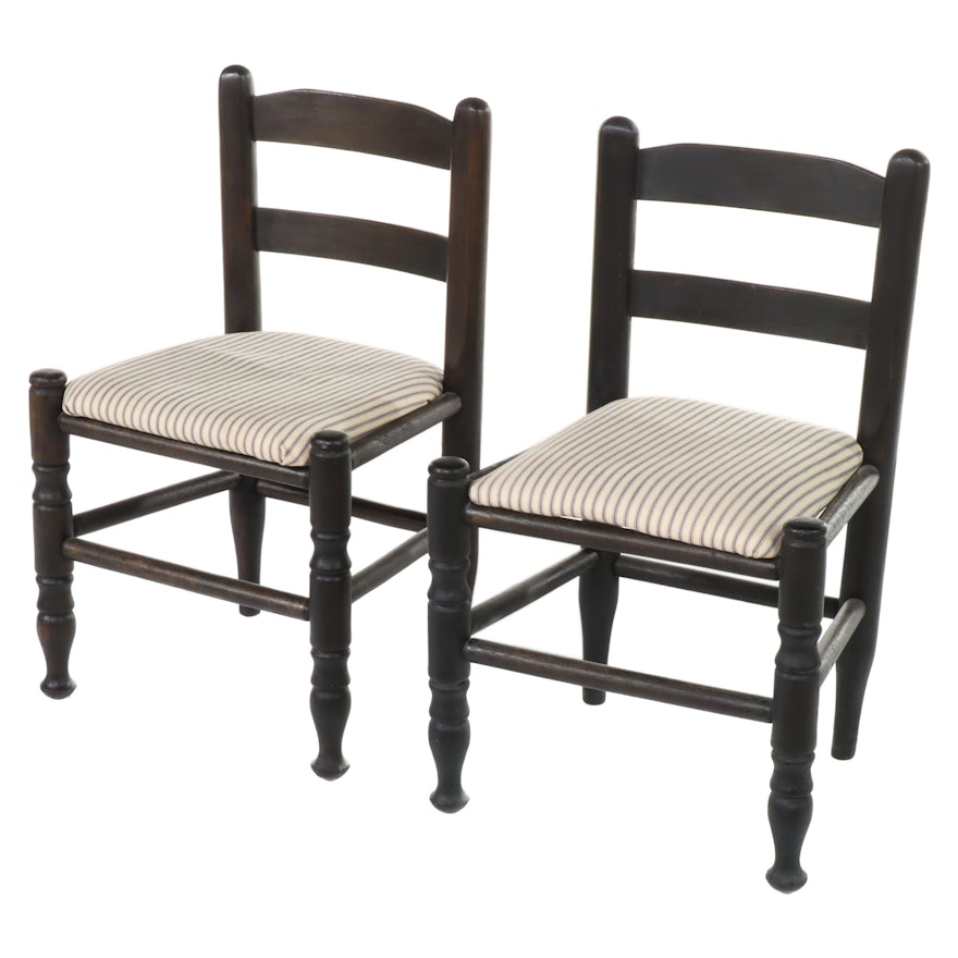 Pair of American Primitive Style Ebonized Child's Side Chairs, 20th Century