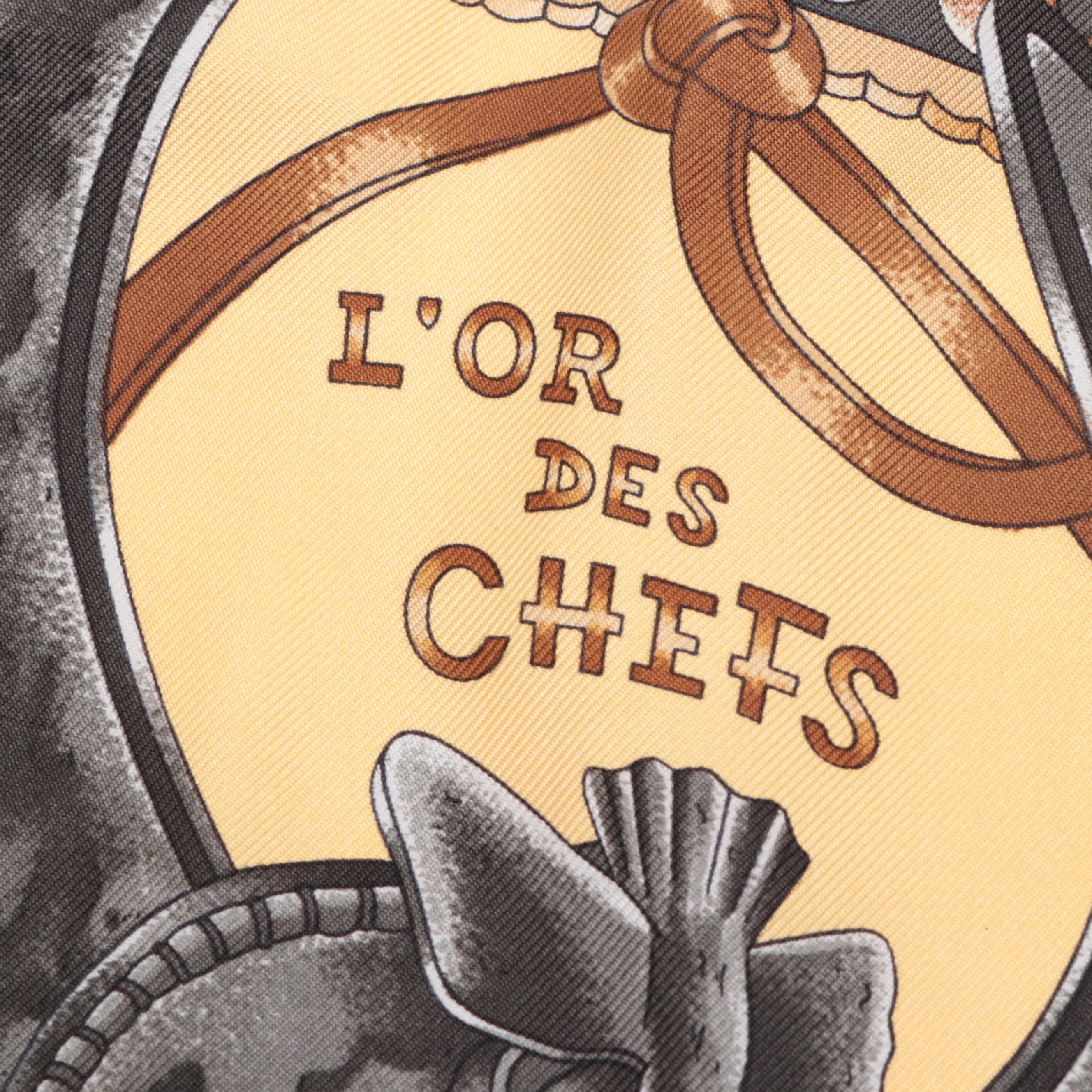 Hermès "L'or Des Chefs" Scarf 90 in Silk Twill