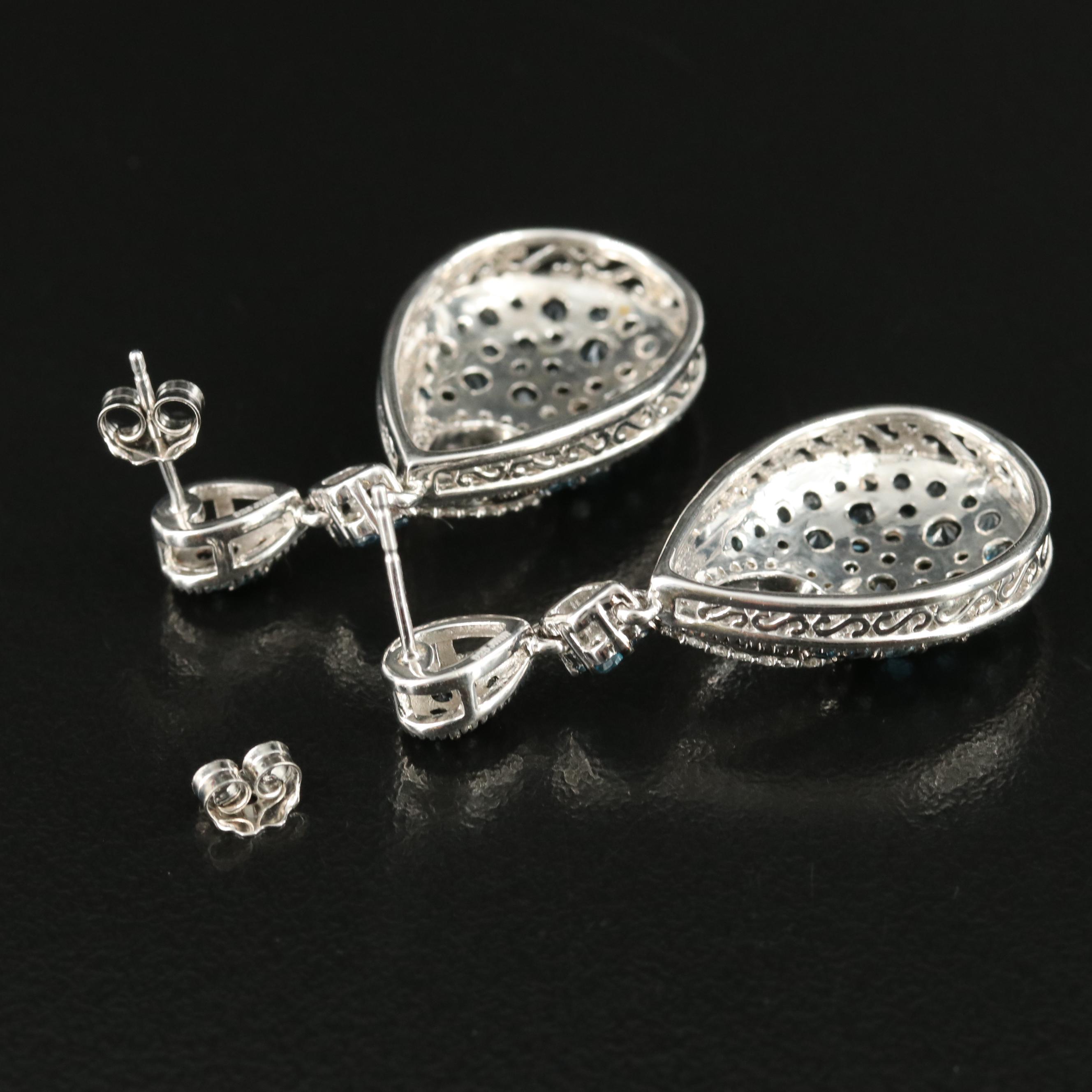 Sterling Topaz and Sapphire Teardrop Earrings