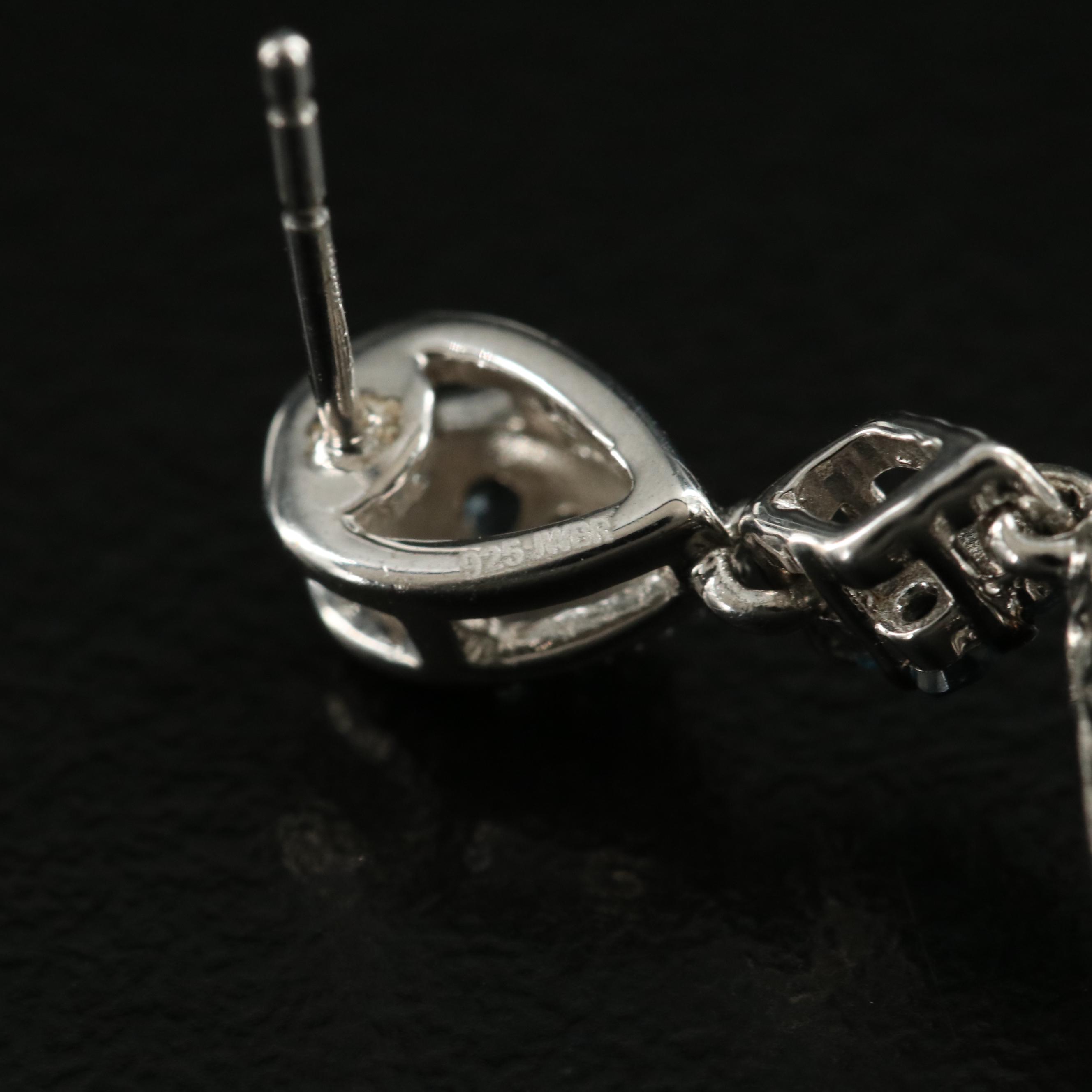 Sterling Topaz and Sapphire Teardrop Earrings