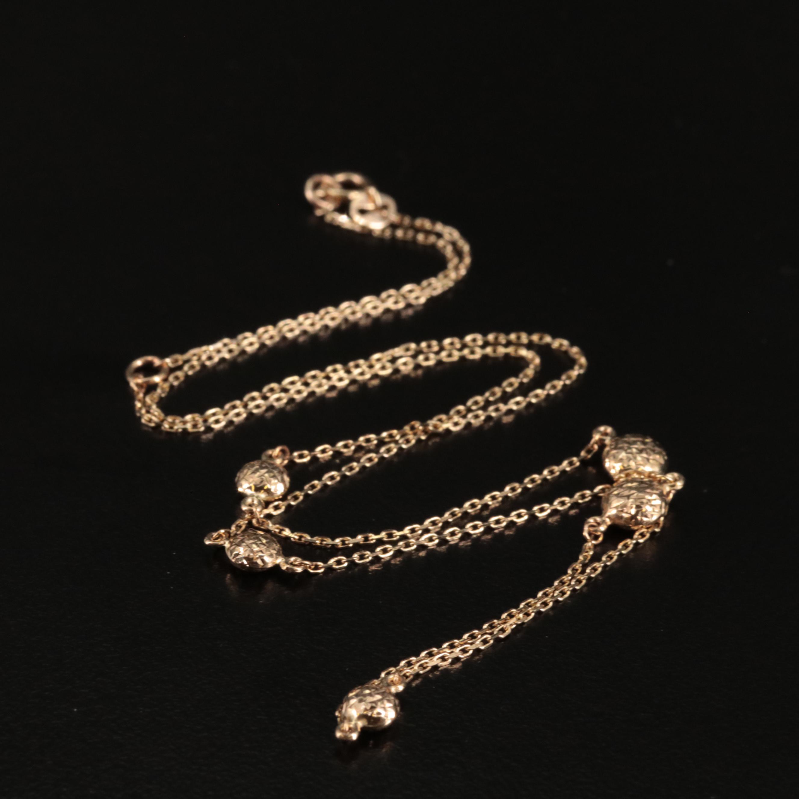 14K Stationary Beaded Necklace