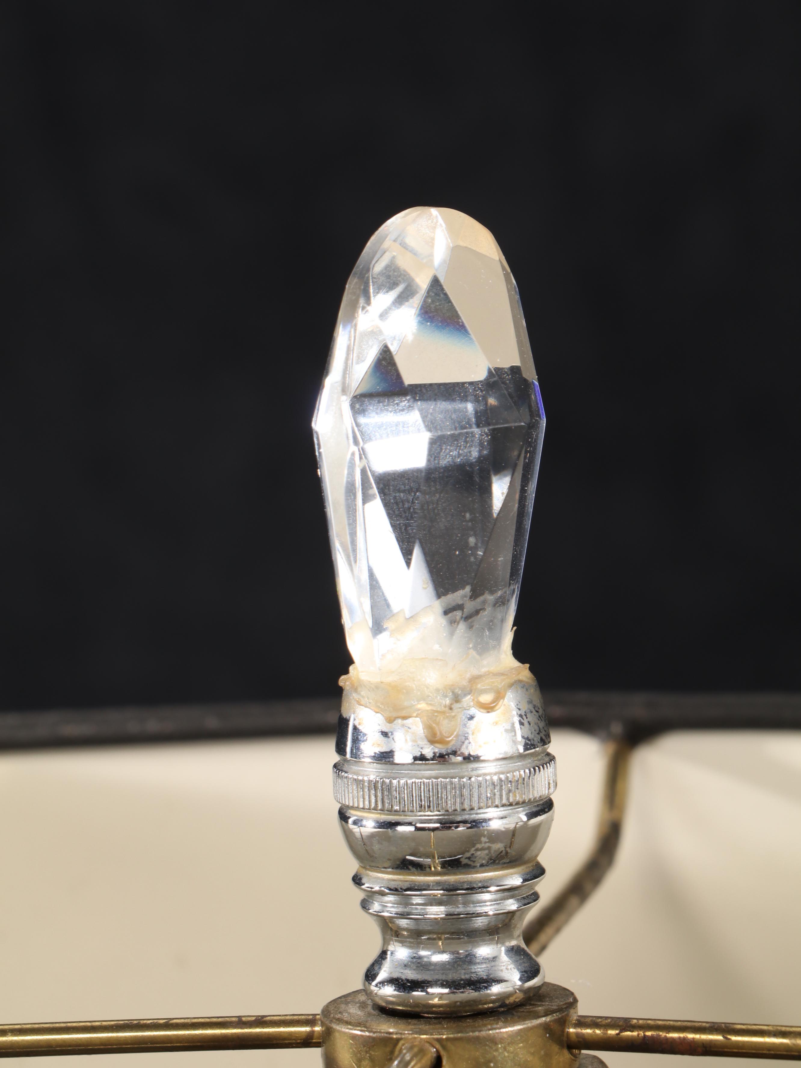 Columnated Brass and Glass Oil Buffet Style Table Lamps, Mid/ Late 20th Century