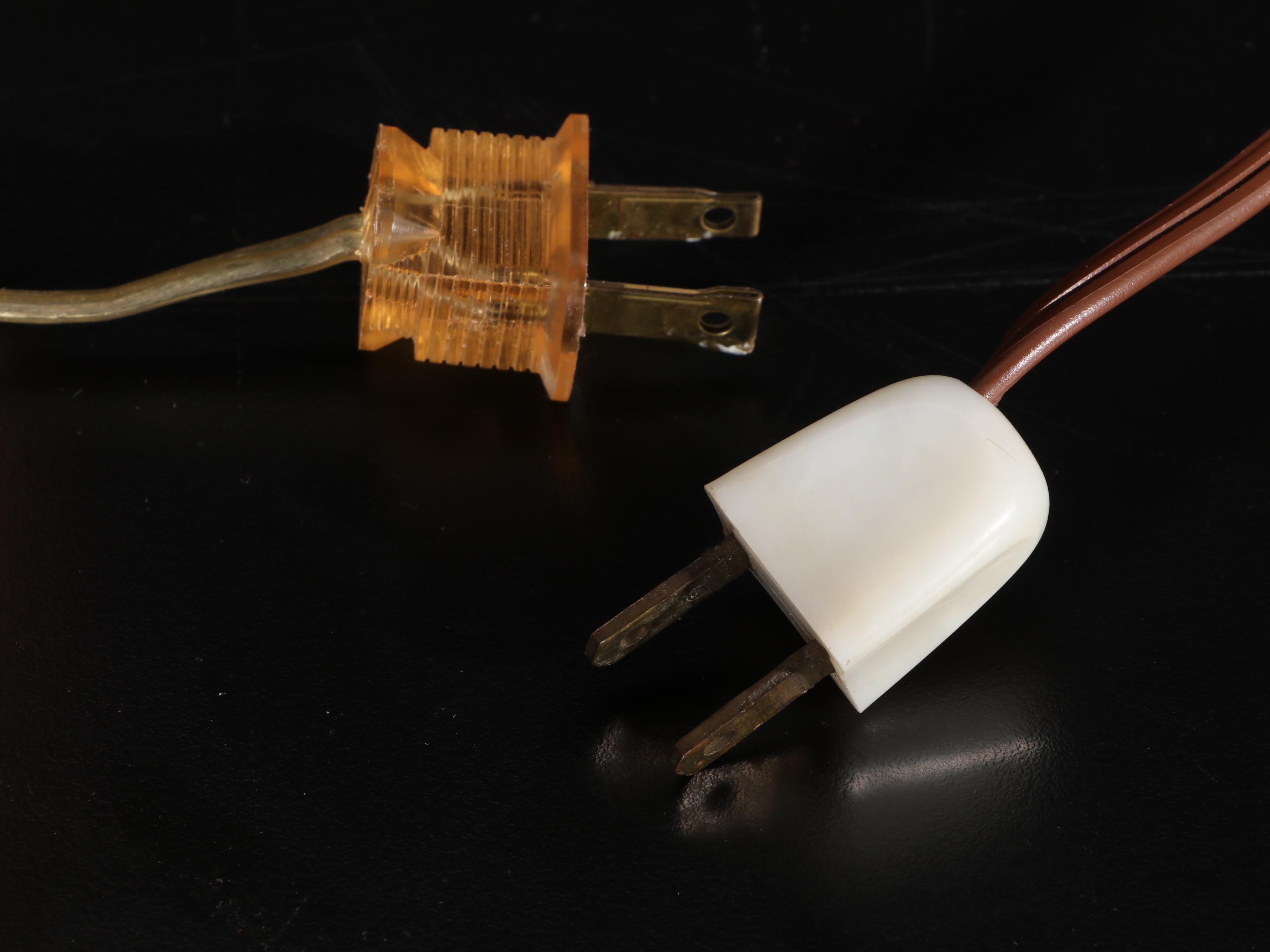 Columnated Brass and Glass Oil Buffet Style Table Lamps, Mid/ Late 20th Century