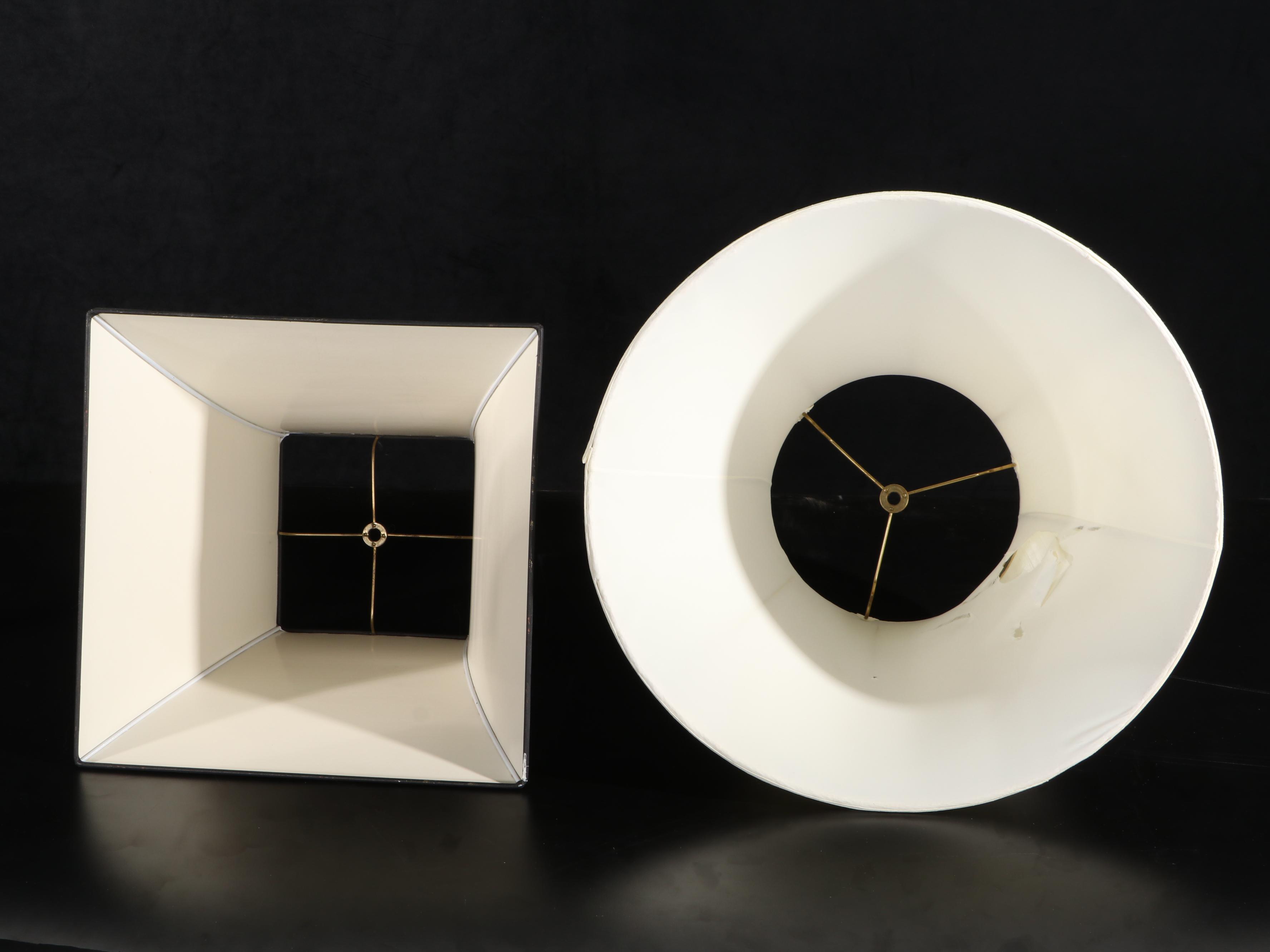 Columnated Brass and Glass Oil Buffet Style Table Lamps, Mid/ Late 20th Century