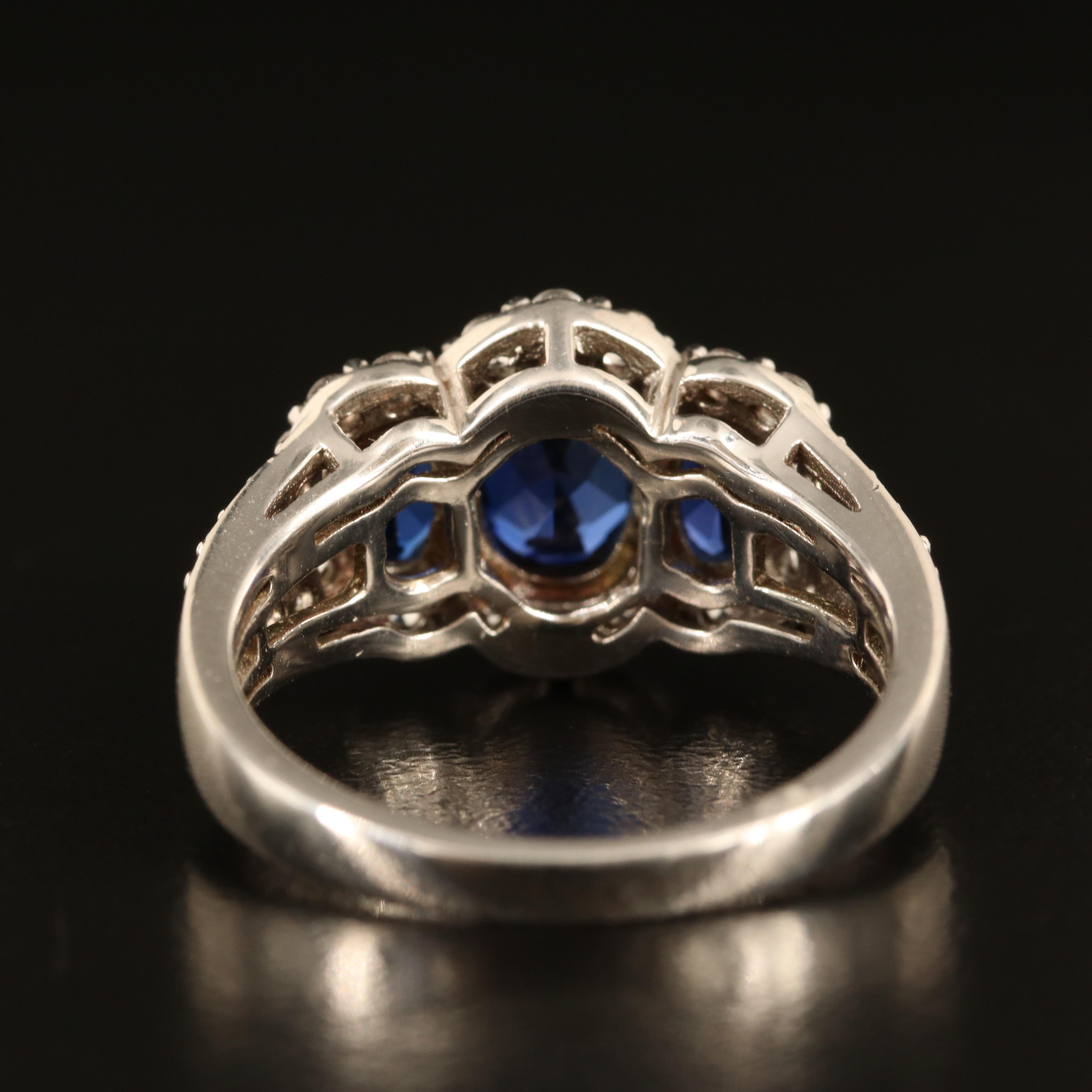 Sterling Sapphire and White Sapphire Ring