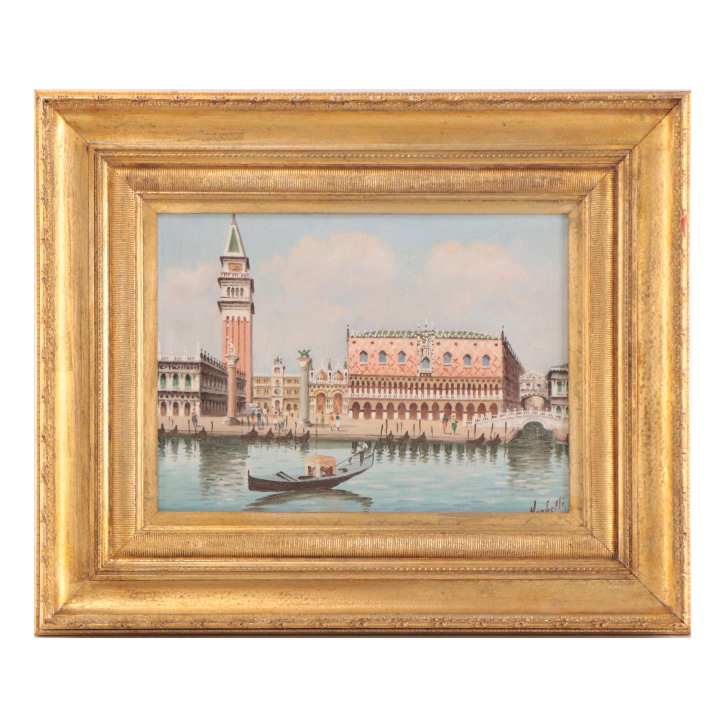 Oil Painting of Venetian Canal Scene