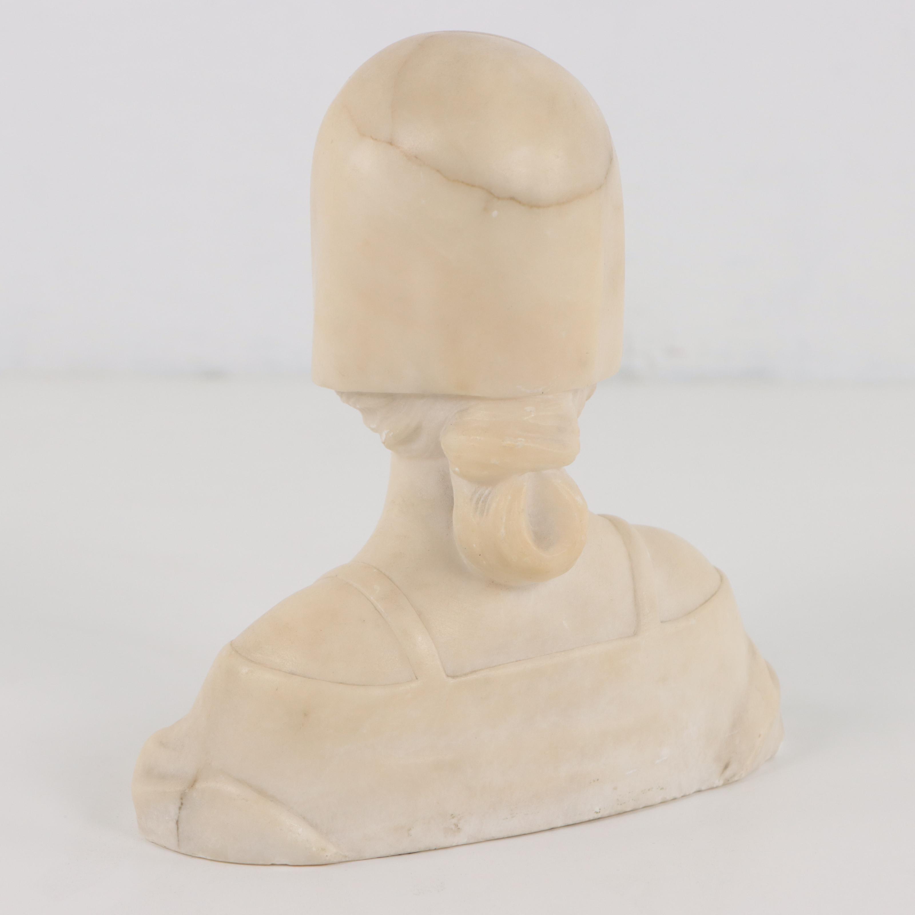 Carved Alabaster Bust of a Young Woman, Late 19th Century