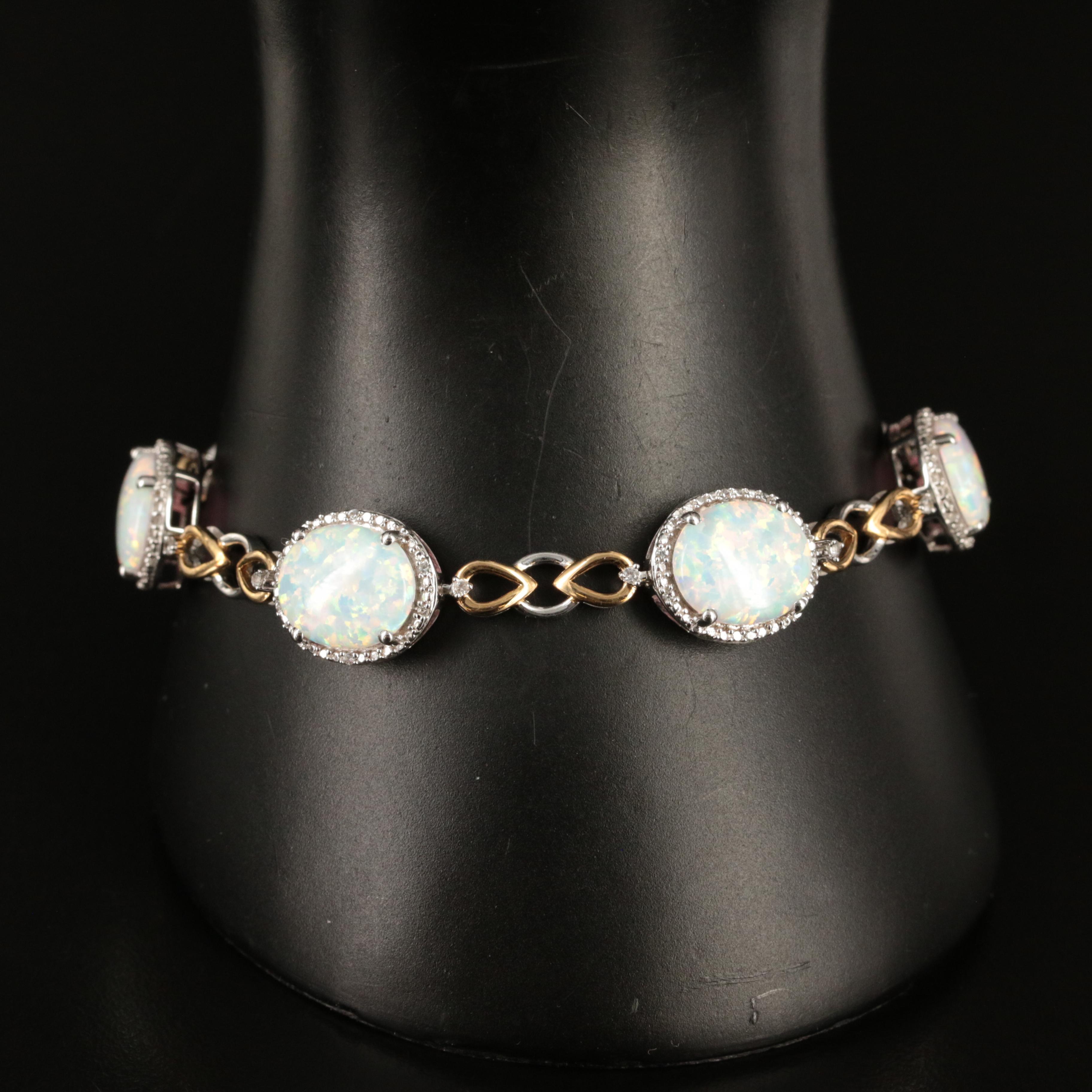 Sterling Opal and Sapphire Bracelet