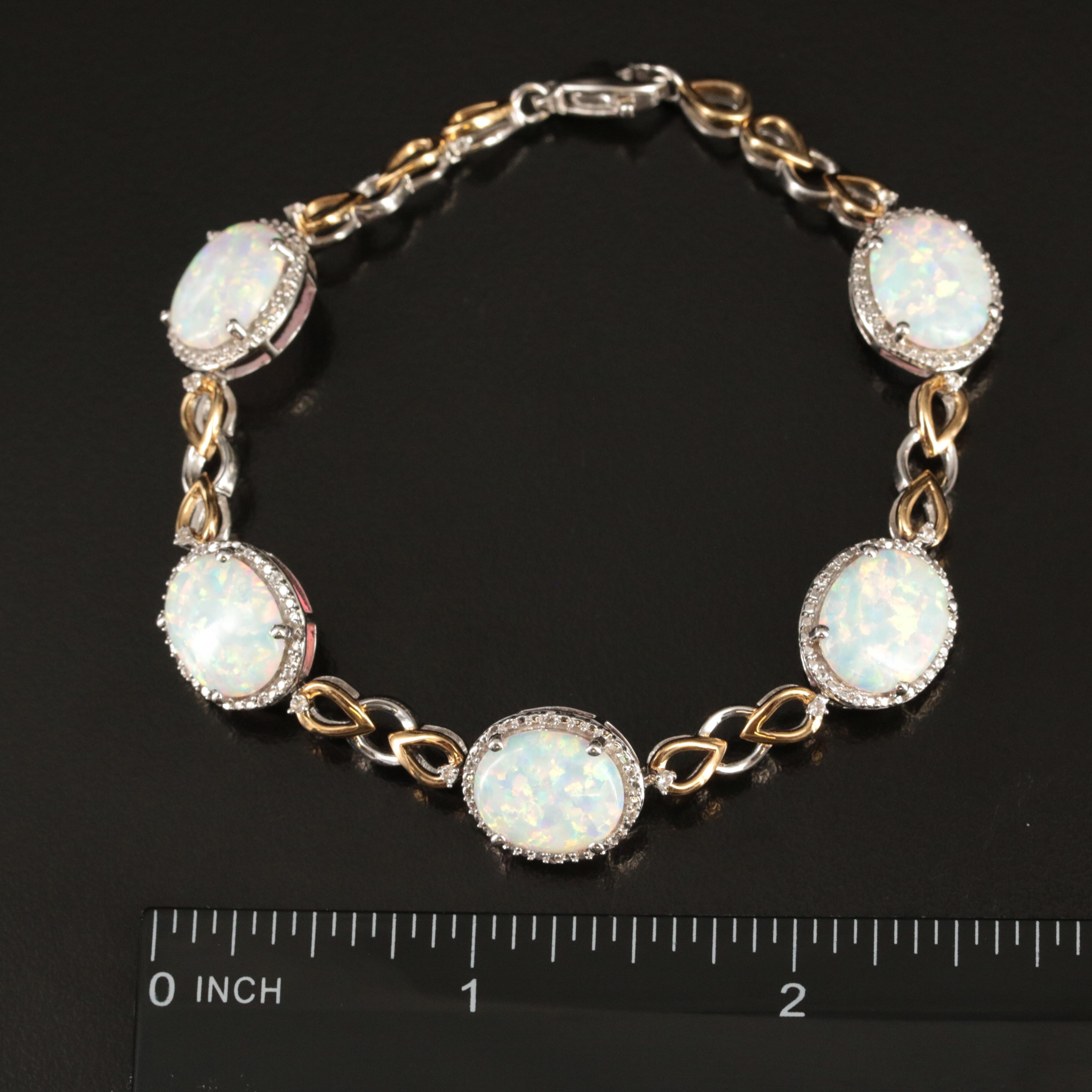 Sterling Opal and Sapphire Bracelet