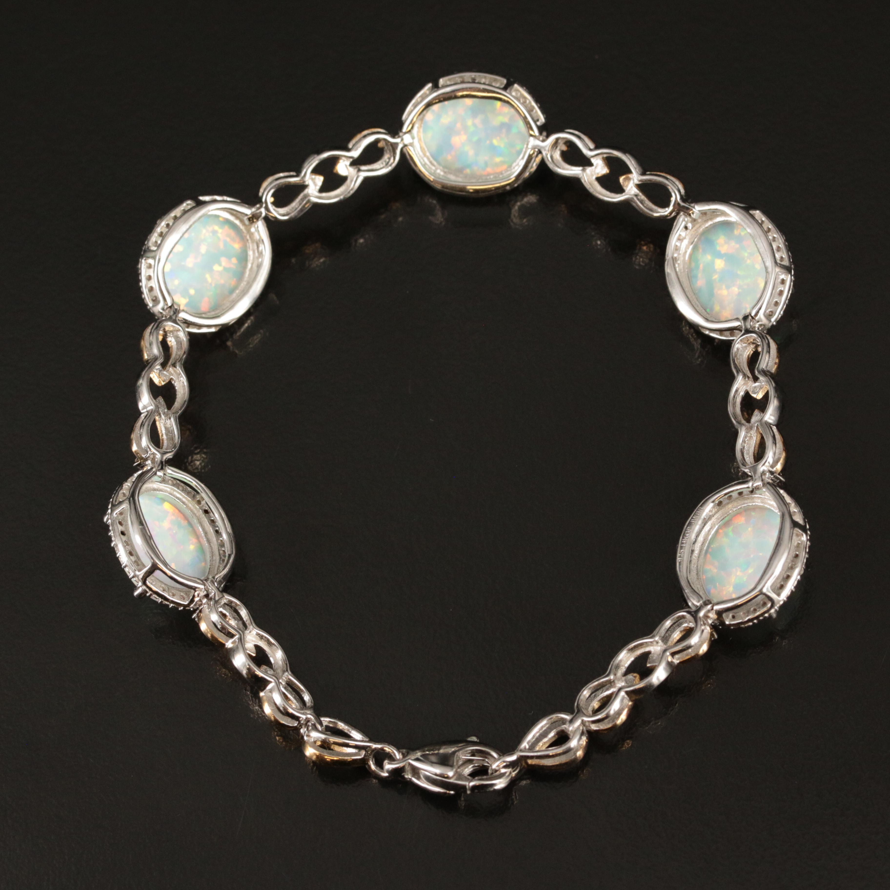 Sterling Opal and Sapphire Bracelet