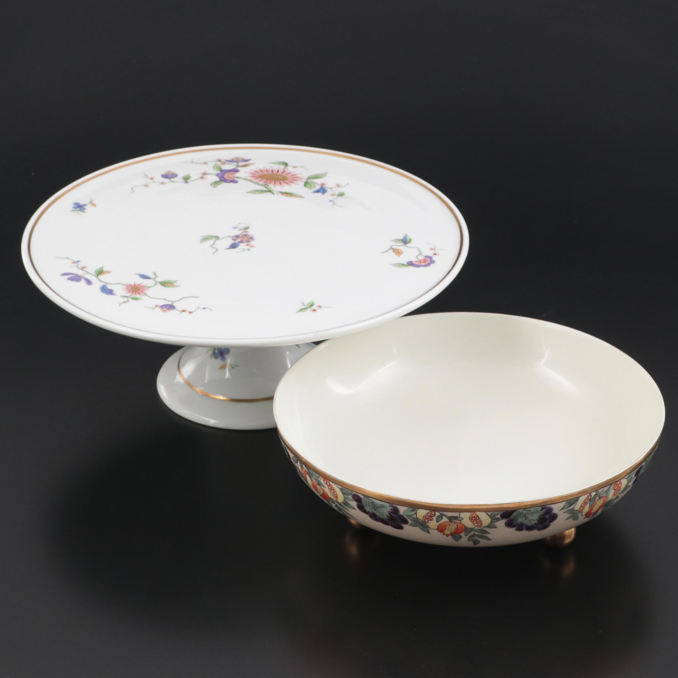 Richard Ginori Porcelain Tazza and Haviland Limoges Bowl, 20th Century