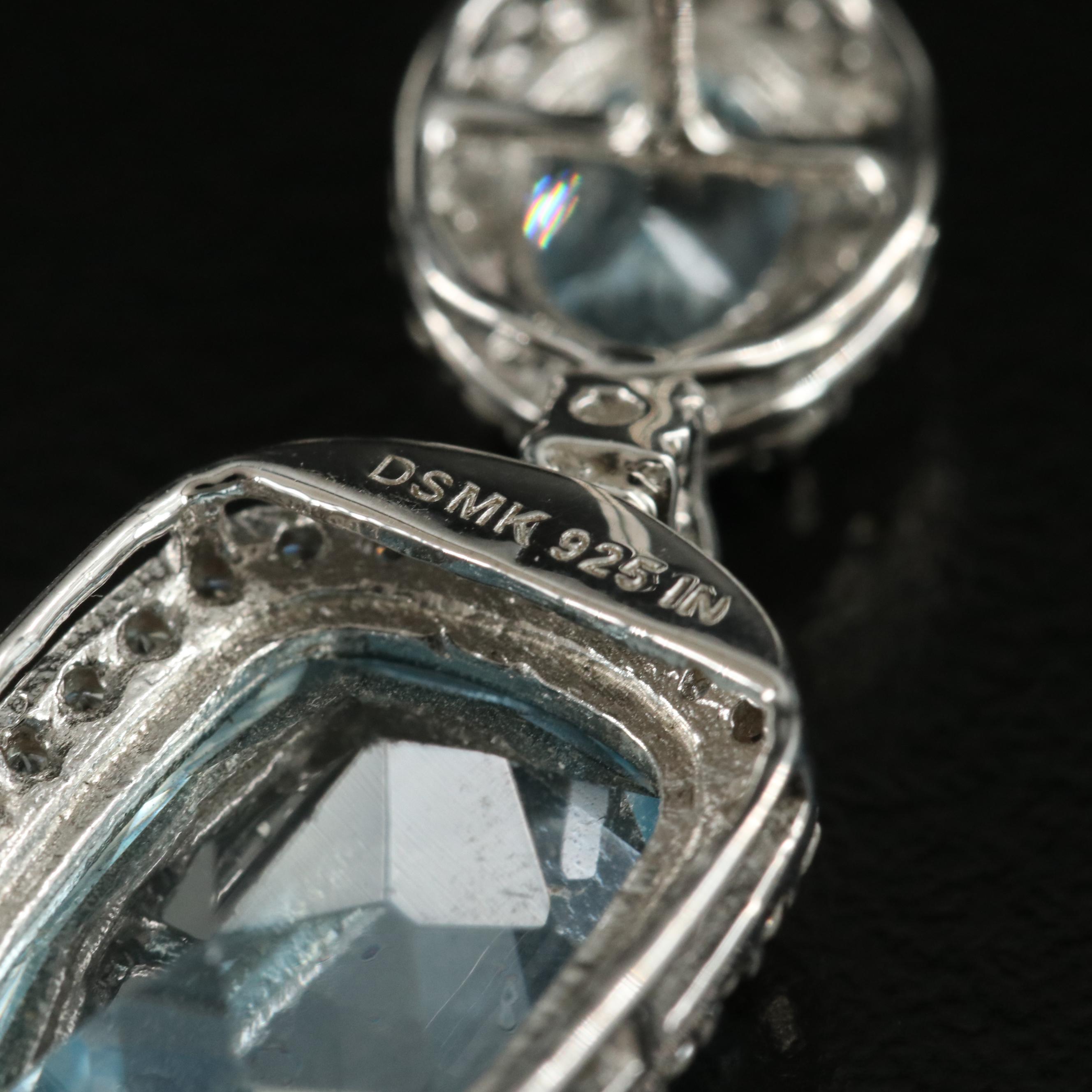 Sterling Sky Blue Topaz and Zircon Earrings