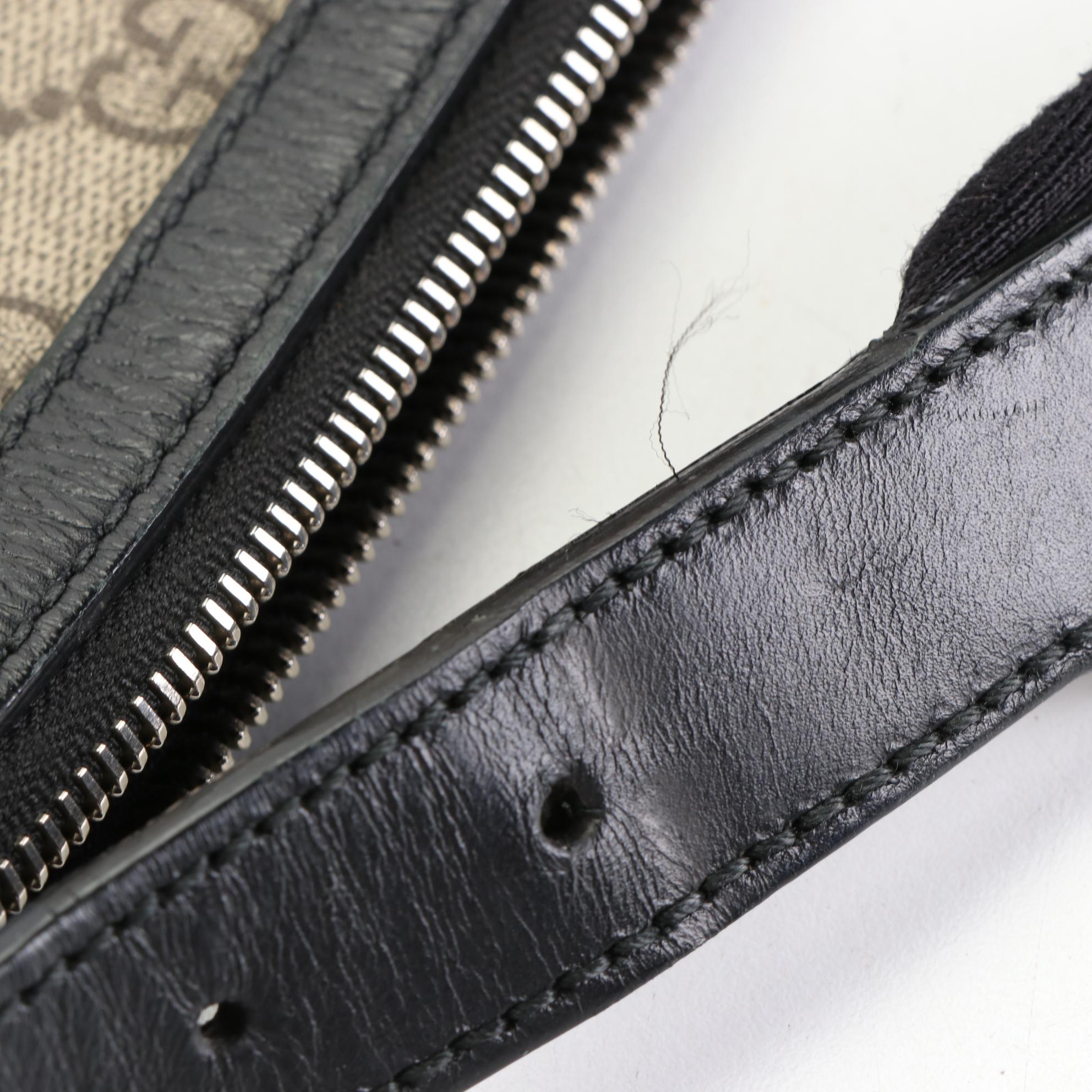 Gucci GG Supreme Web Stripe Crossbody with Leather Trim