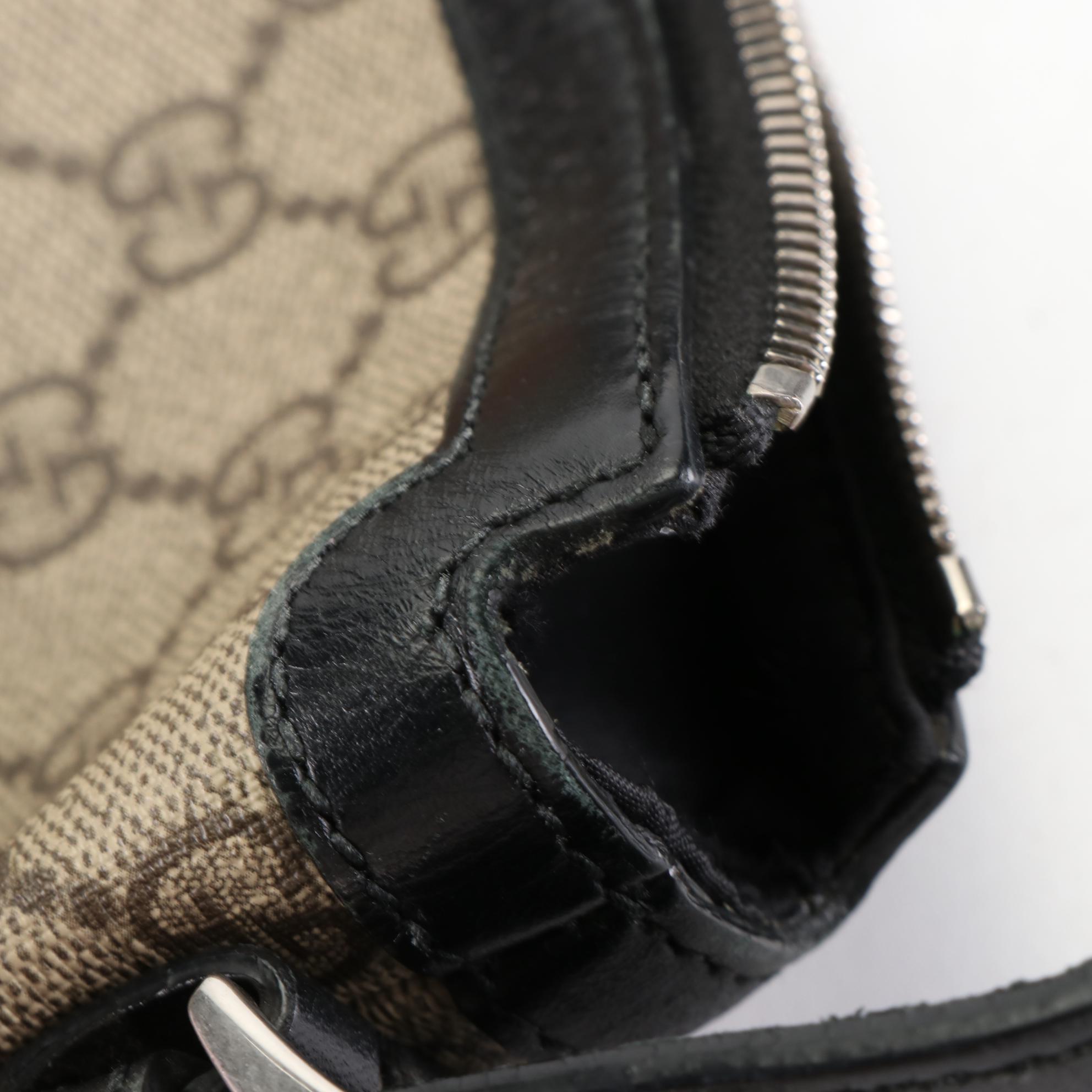 Gucci GG Supreme Web Stripe Crossbody with Leather Trim