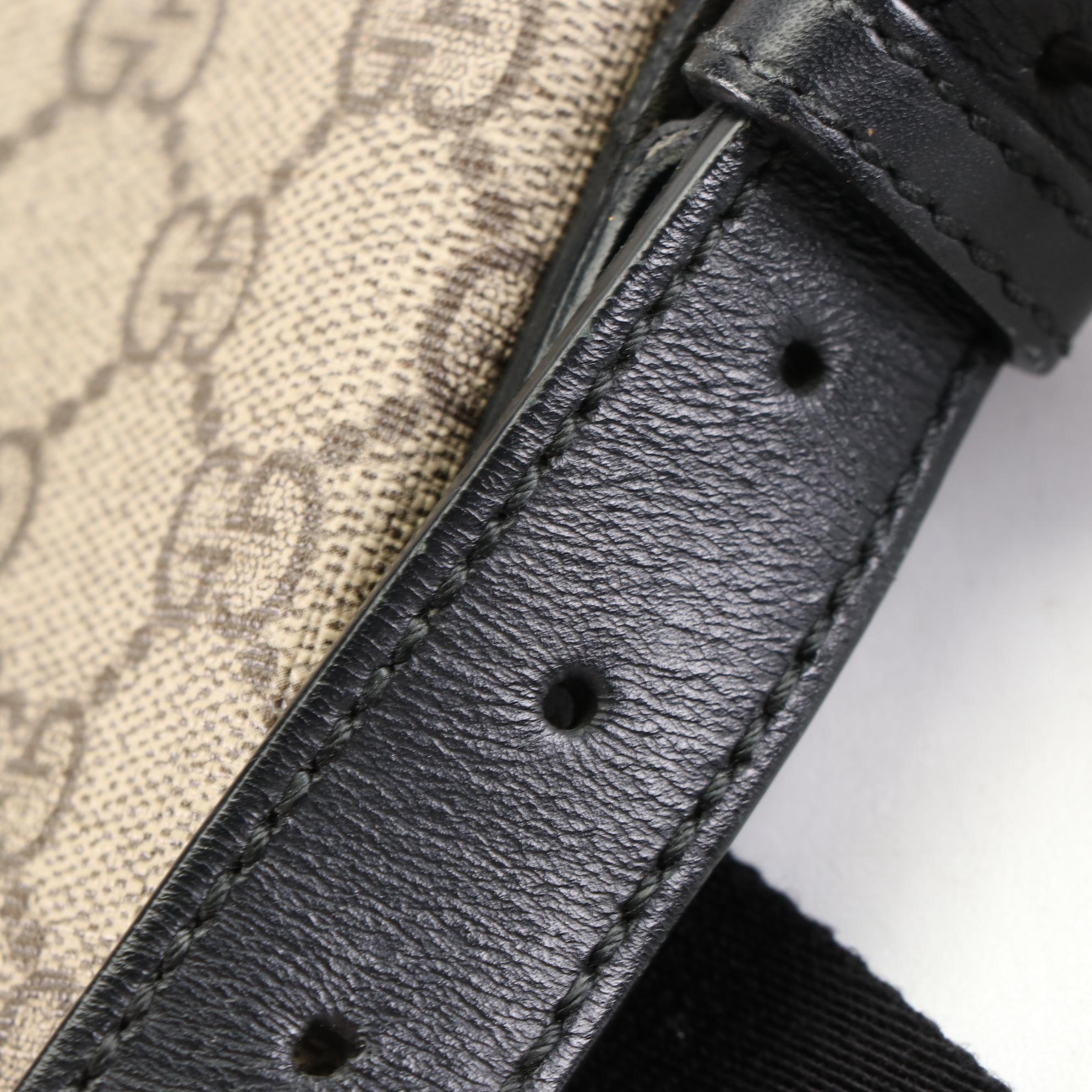 Gucci GG Supreme Web Stripe Crossbody with Leather Trim