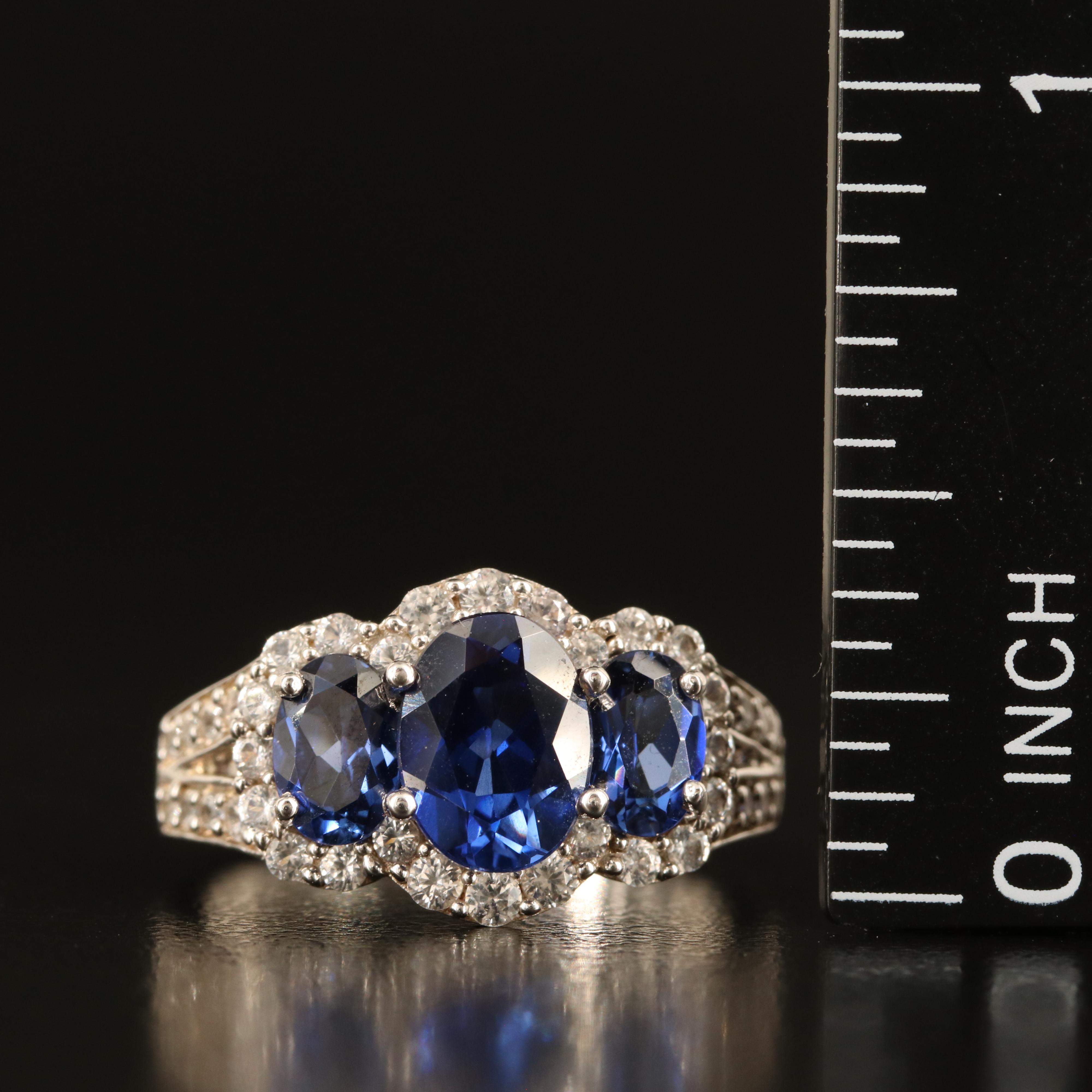Sterling Sapphire and White Sapphire Ring