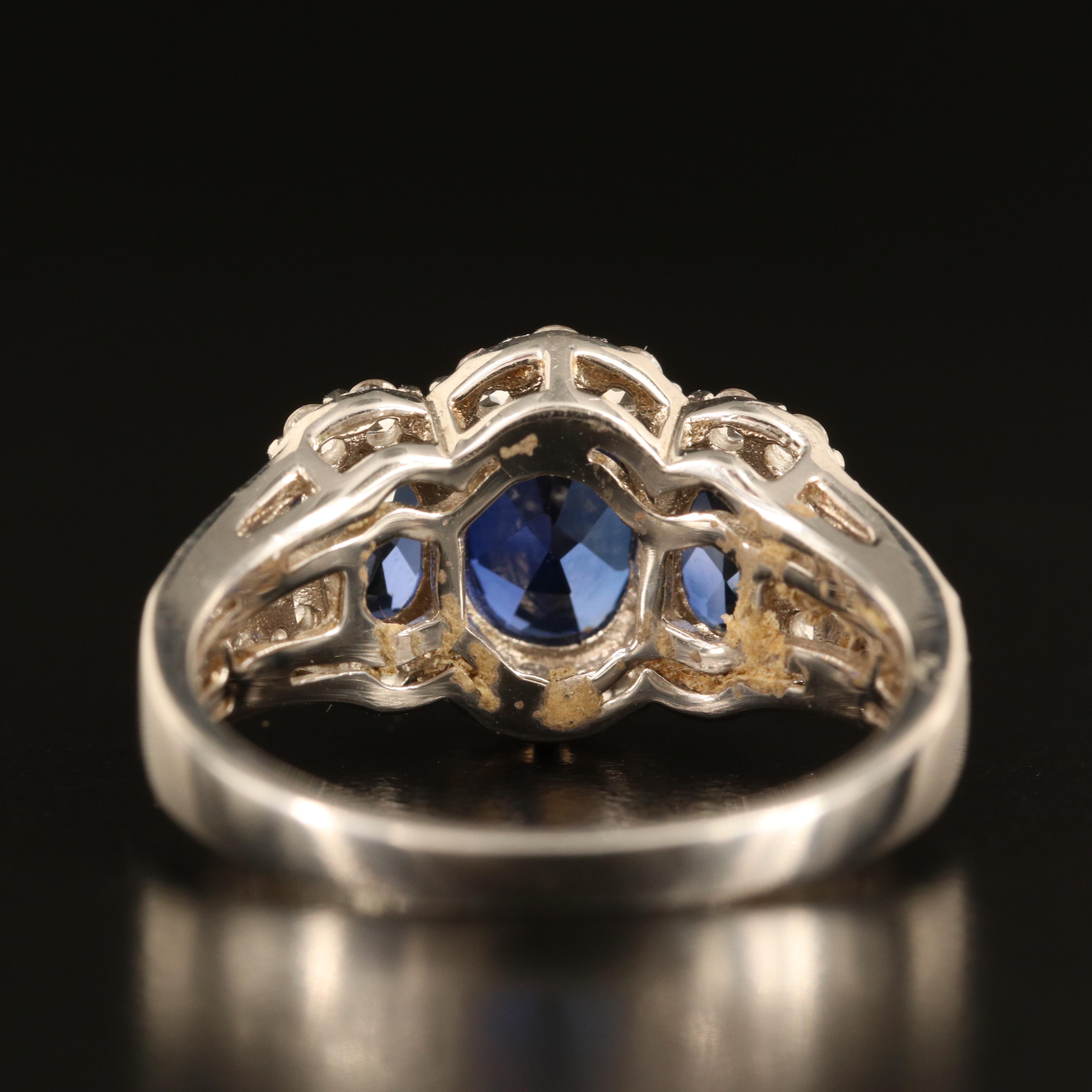 Sterling Sapphire and White Sapphire Ring