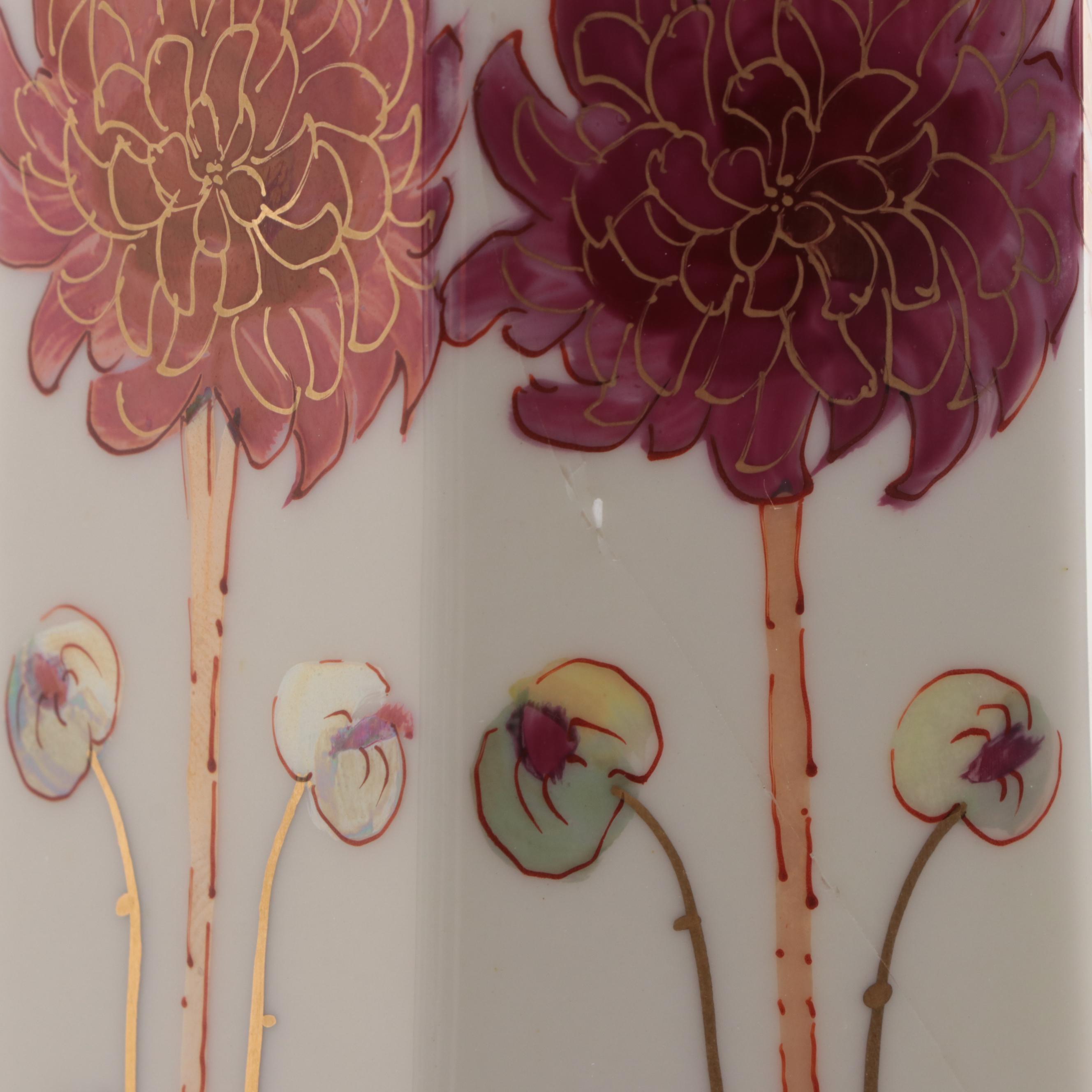 W.A. Pickard for Willet American Belleek Hand-Painted Hexagonal Porcelain Vase