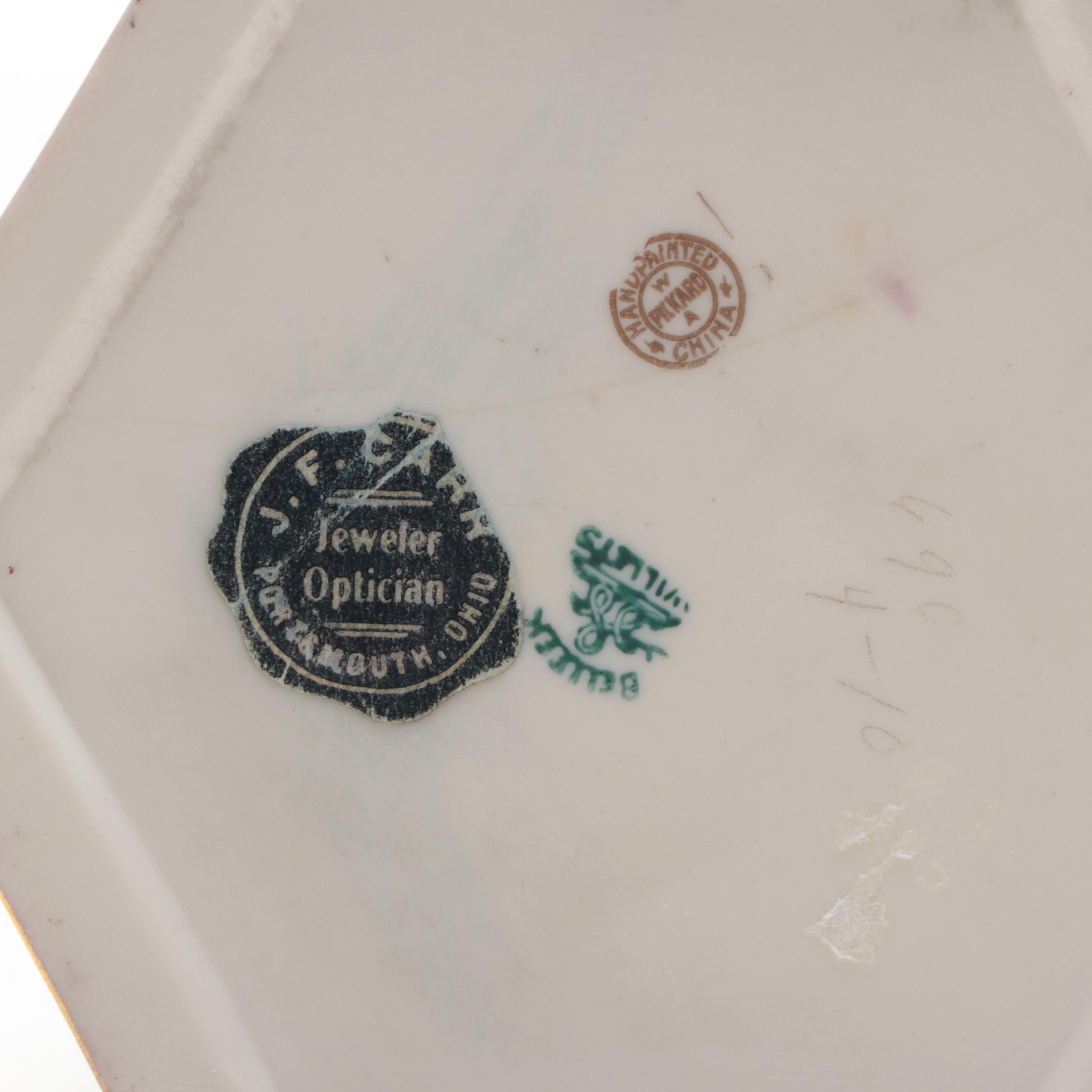 W.A. Pickard for Willet American Belleek Hand-Painted Hexagonal Porcelain Vase