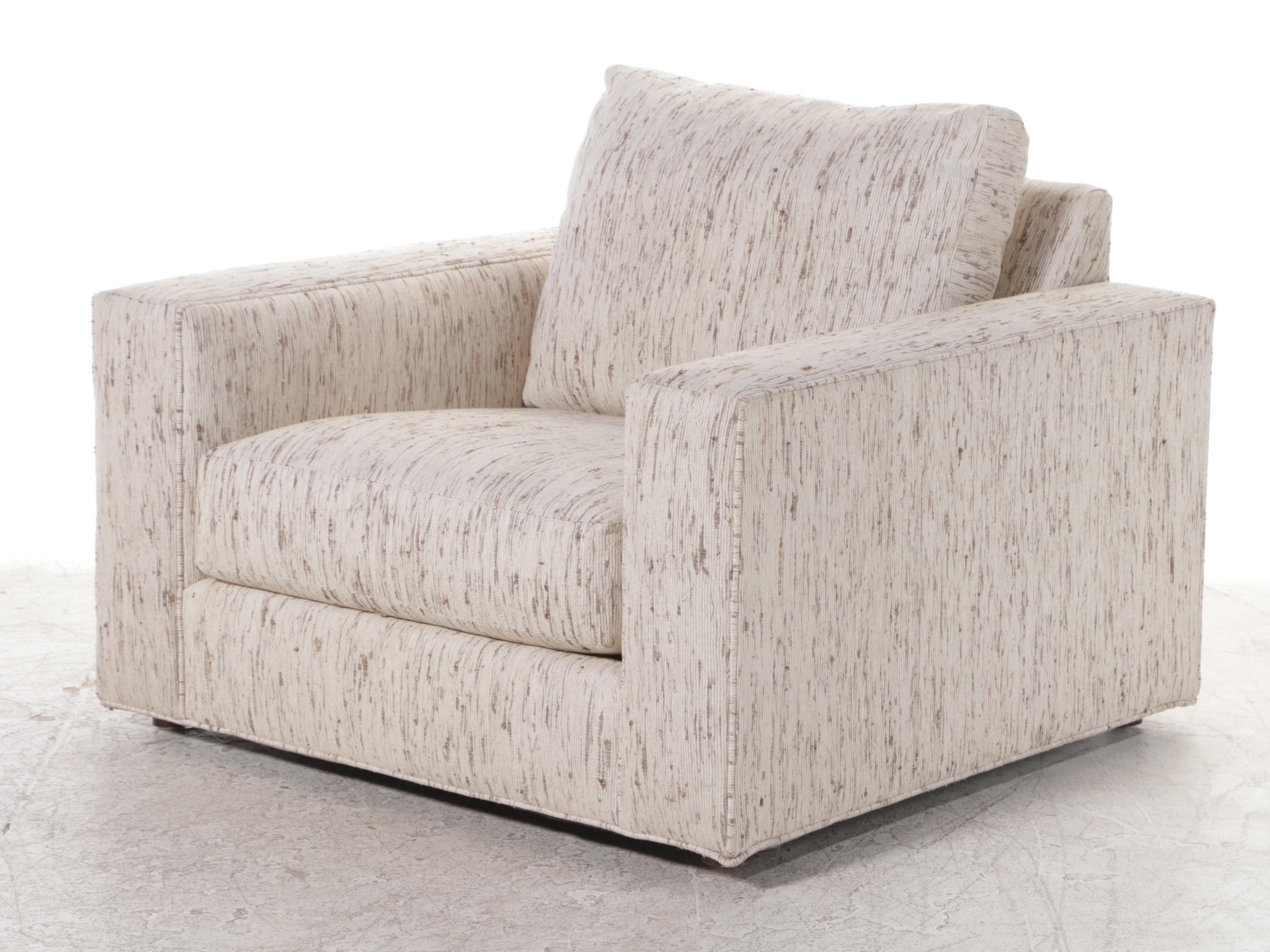 Lexington Furniture Custom-Upholstered Armchair with Ottoman and Pillows