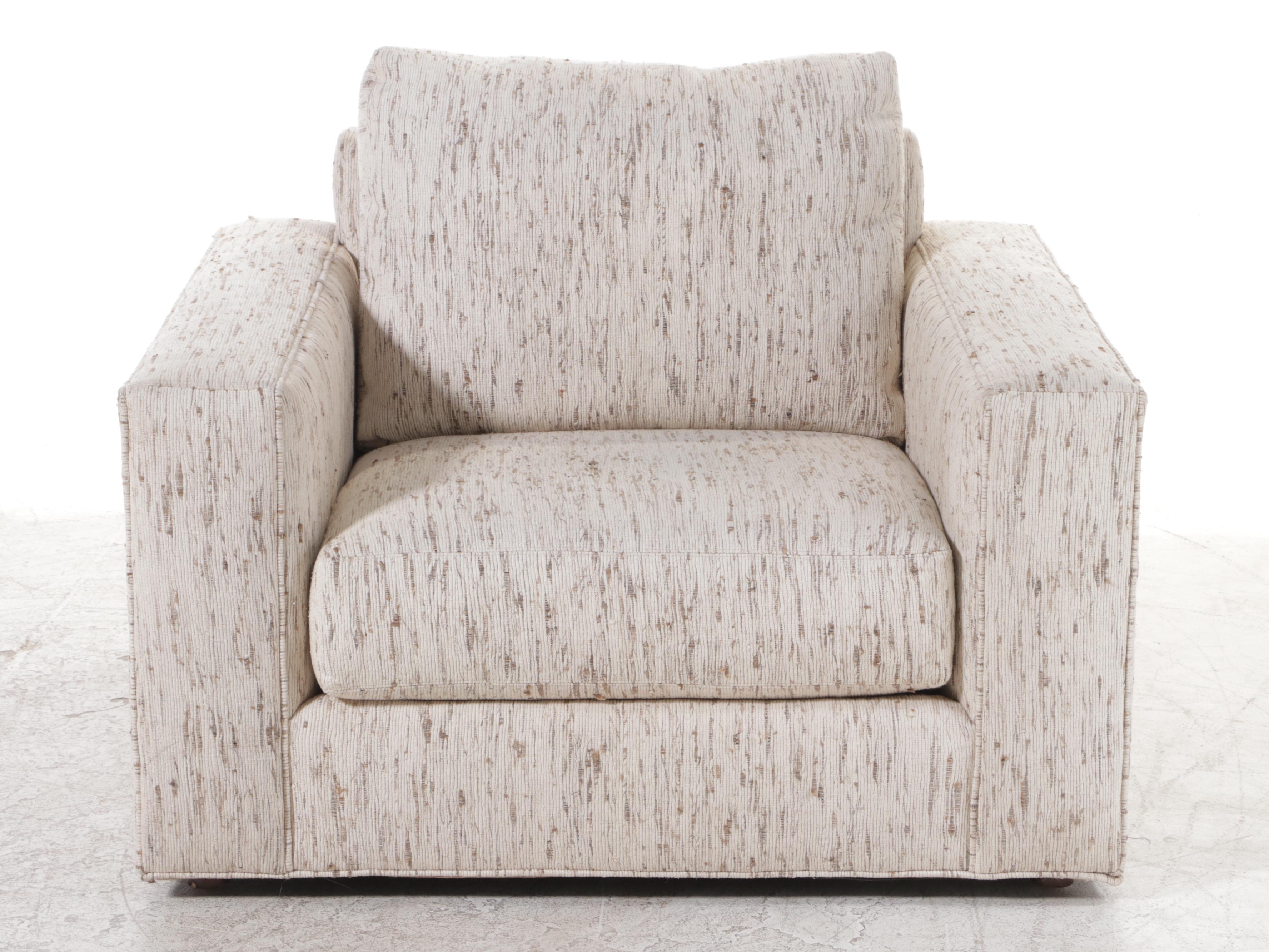 Lexington Furniture Custom-Upholstered Armchair with Ottoman and Pillows