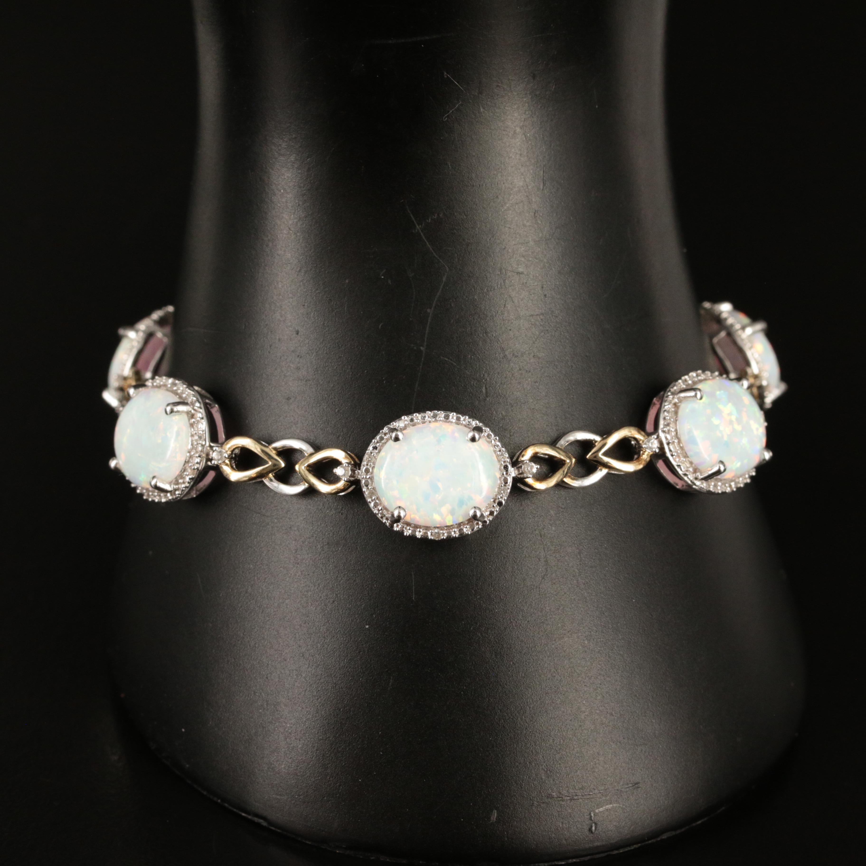 Sterling Opal and Sapphire Bracelet