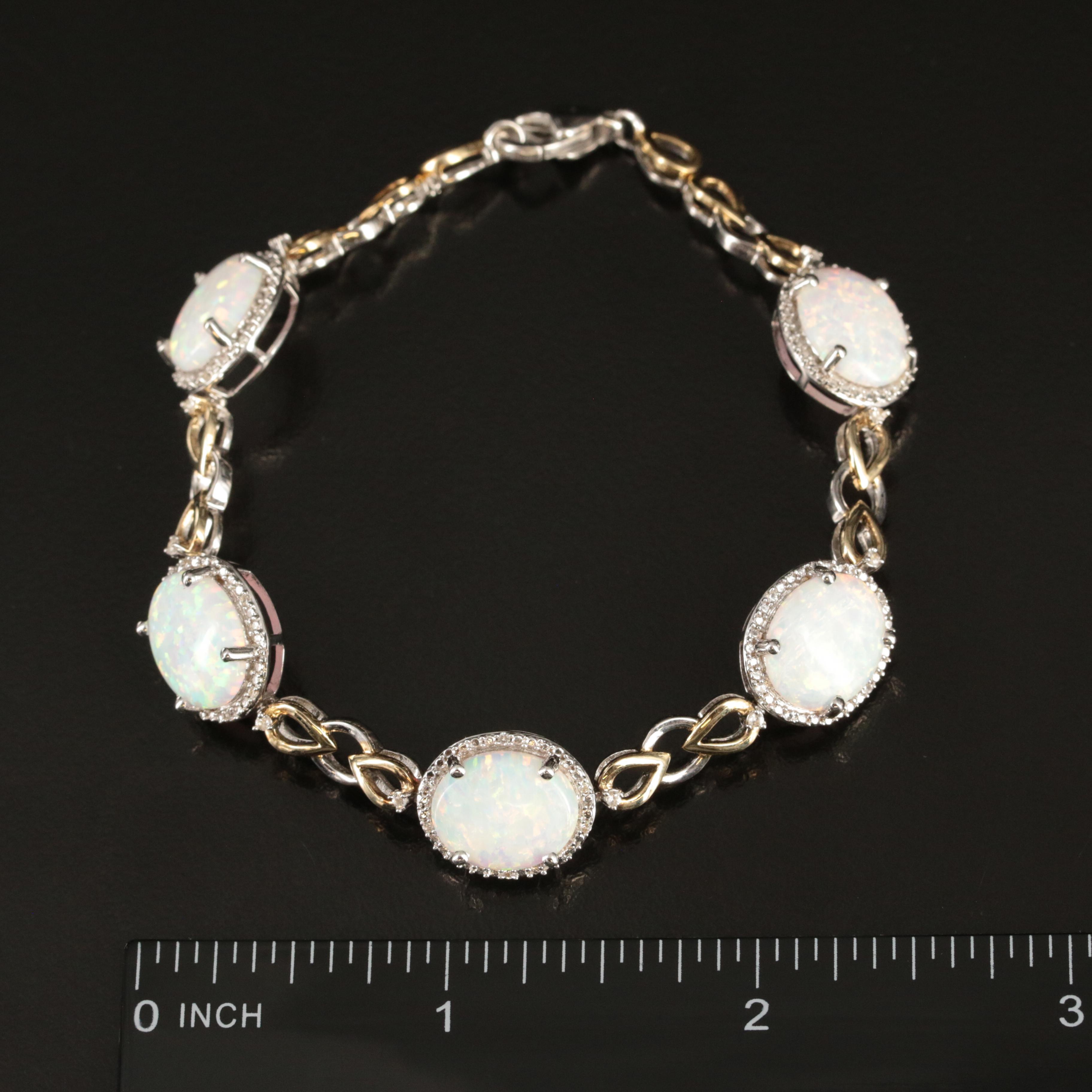 Sterling Opal and Sapphire Bracelet