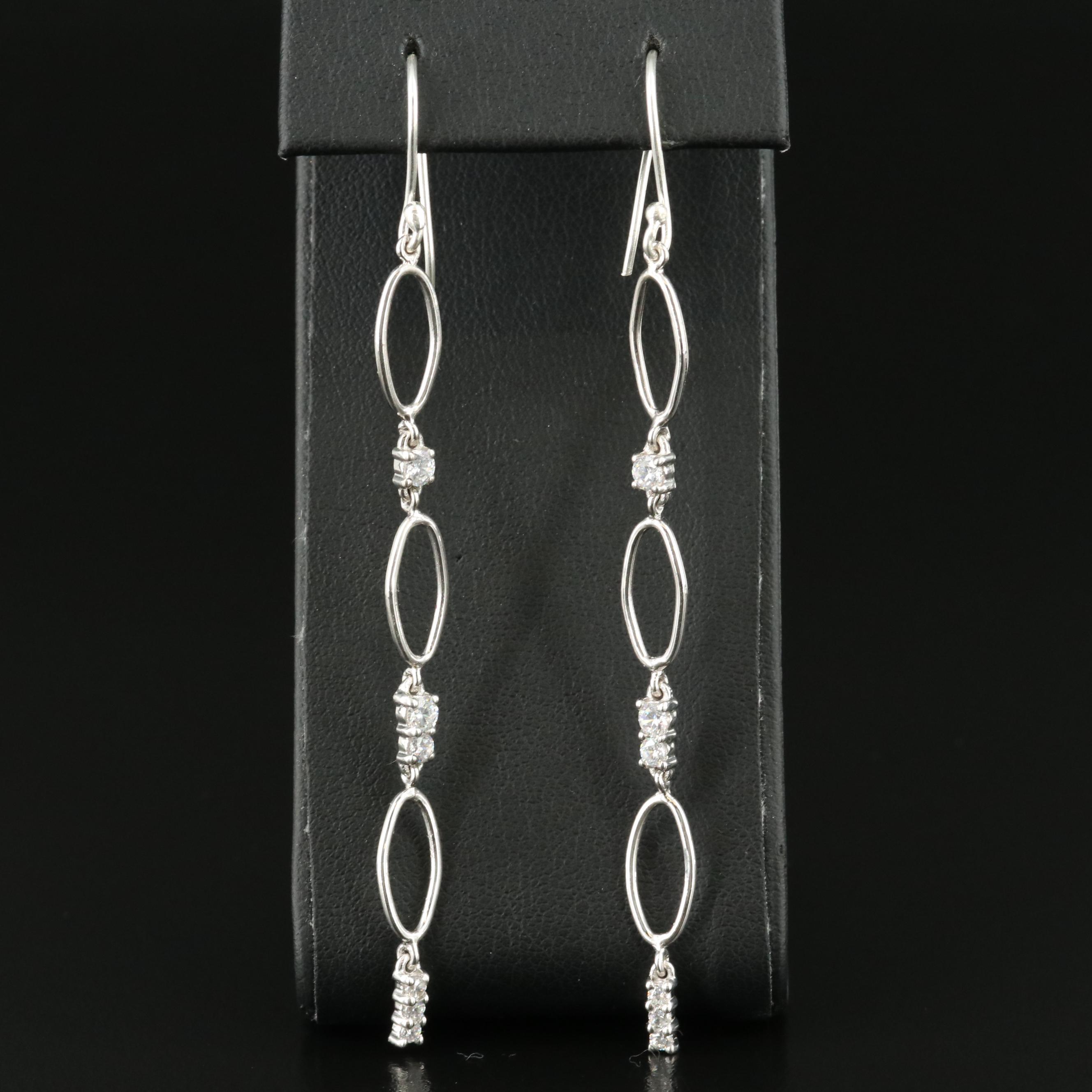 Sterling Cubic Zirconia Oval Link Earrings