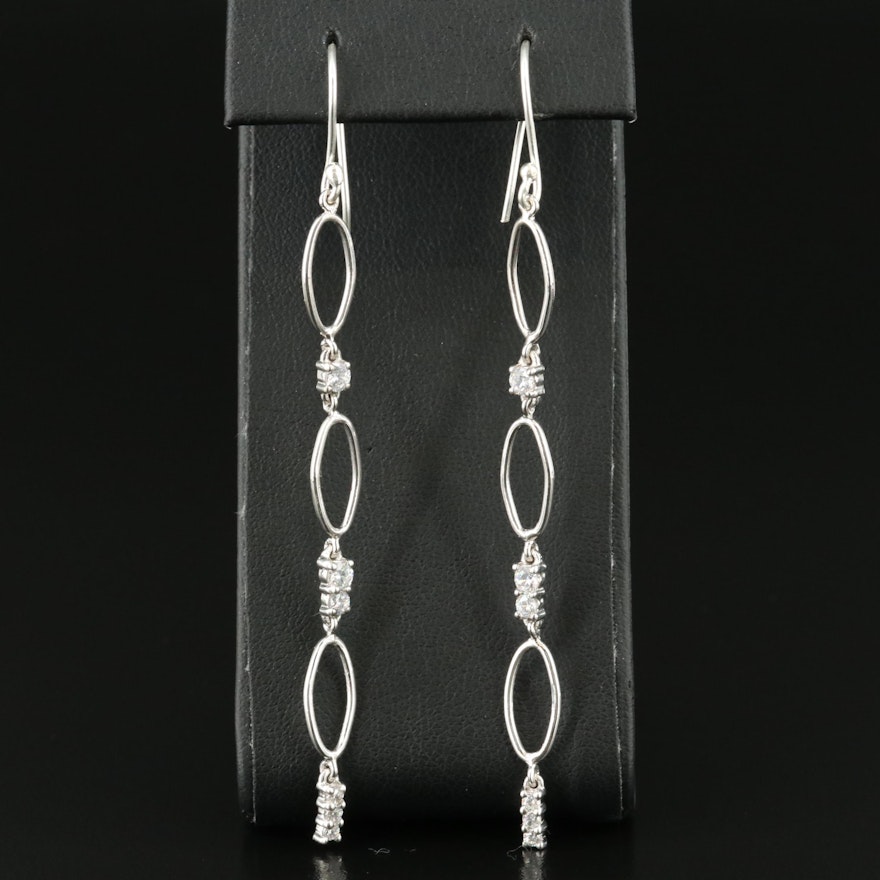 Sterling Cubic Zirconia Oval Link Earrings