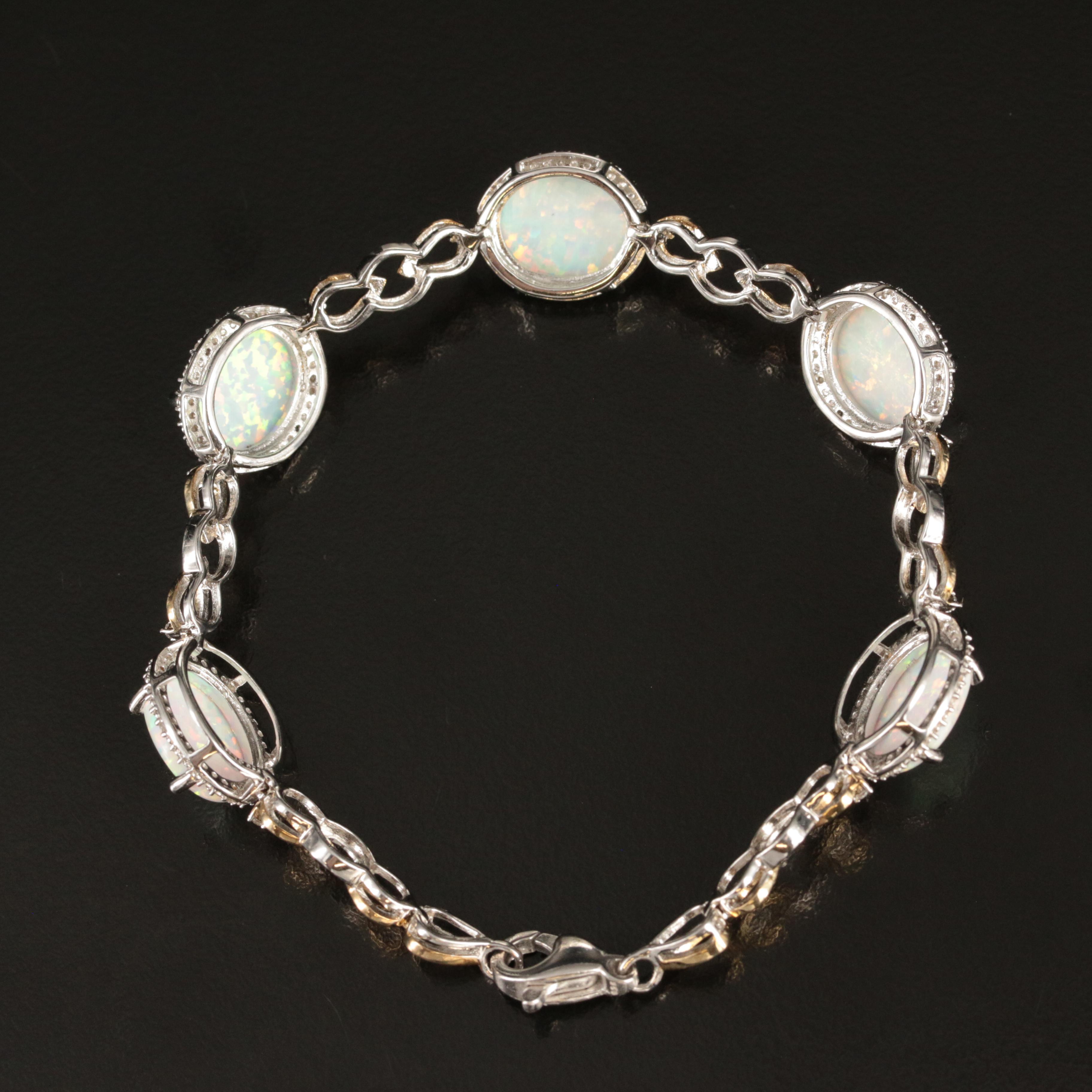 Sterling Opal and Sapphire Bracelet