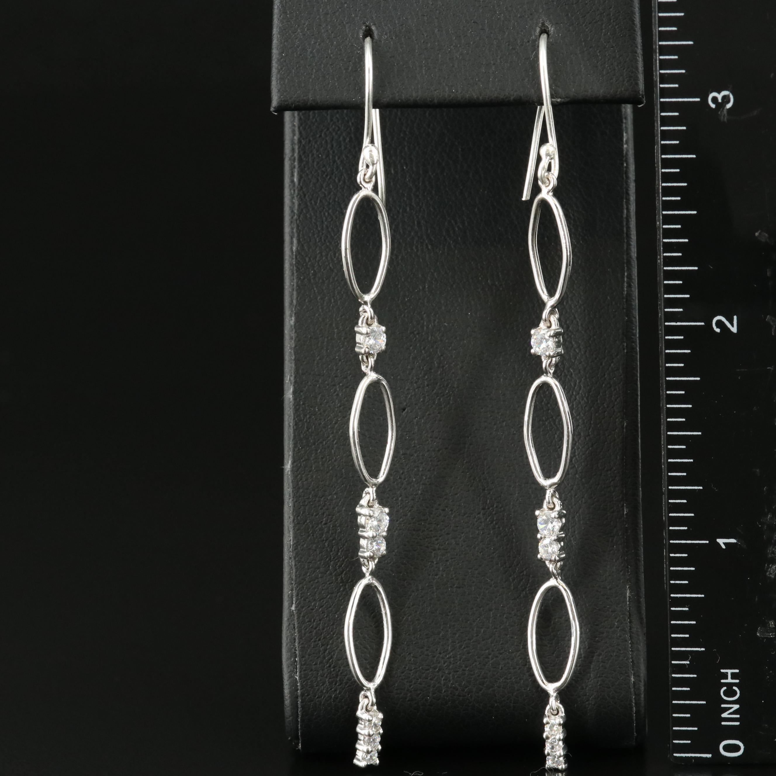 Sterling Cubic Zirconia Oval Link Earrings