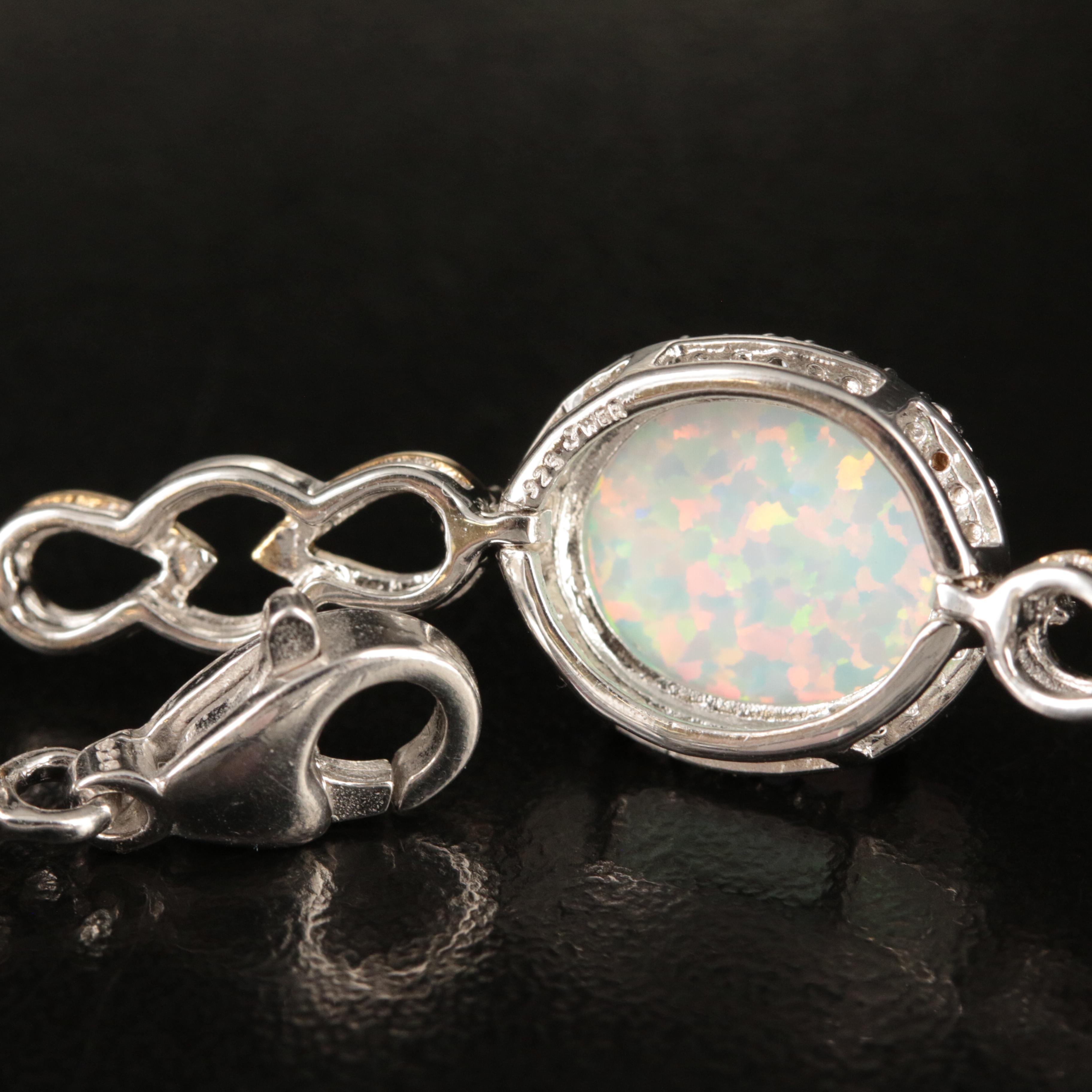 Sterling Opal and Sapphire Bracelet