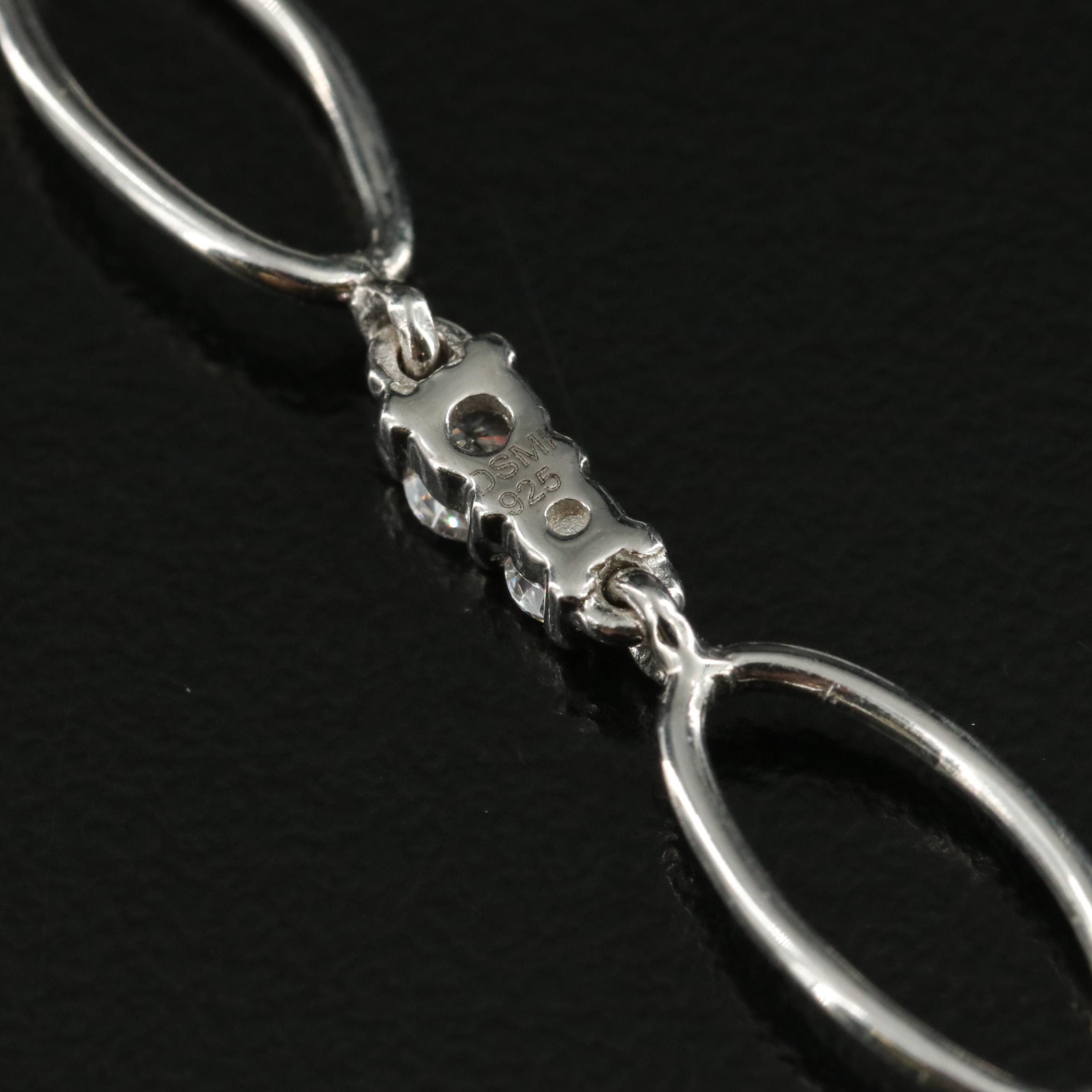 Sterling Cubic Zirconia Oval Link Earrings