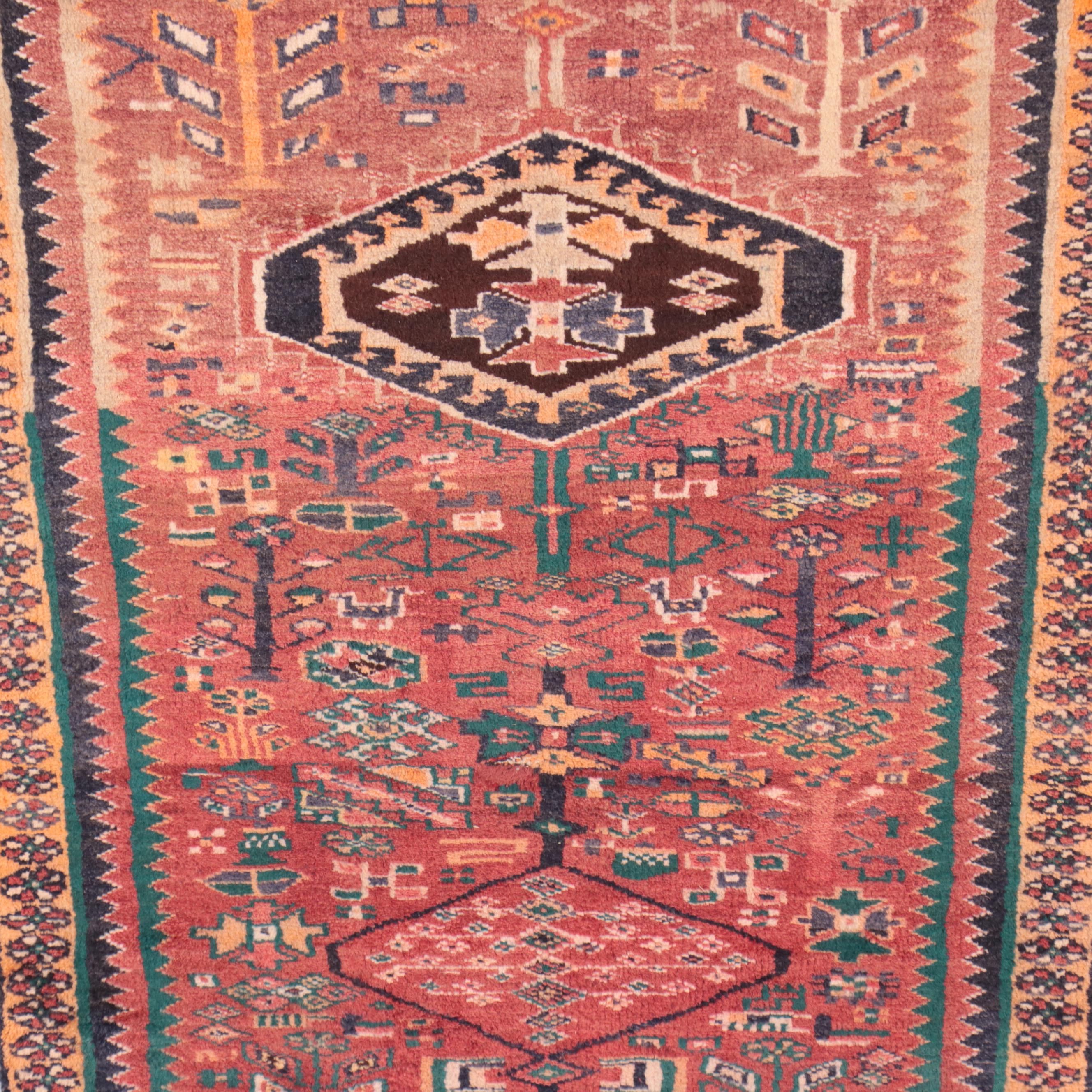 3'1 x 9'1 Hand-Knotted Persian Kurdish Carpet Runner