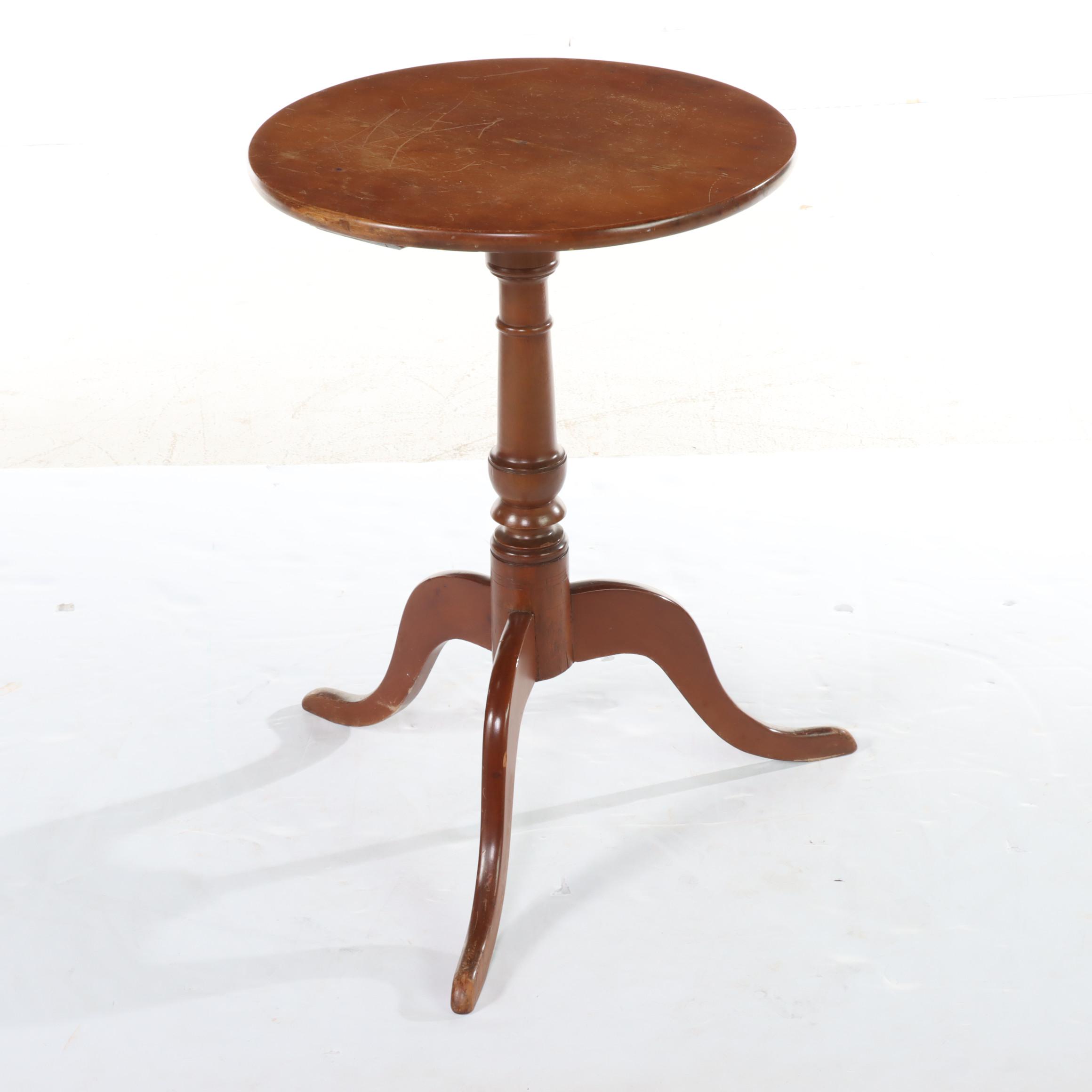 Two American Cherrywood and Walnut Candlestands, 19th Century