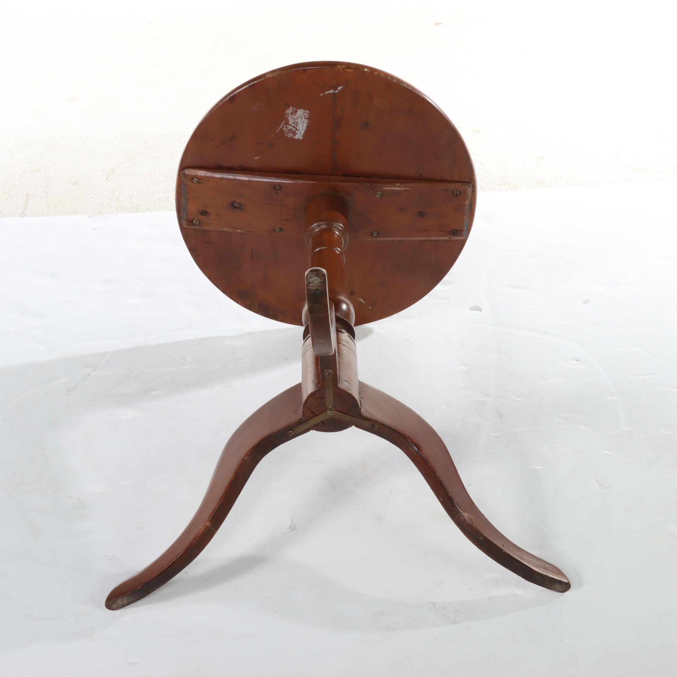 Two American Cherrywood and Walnut Candlestands, 19th Century