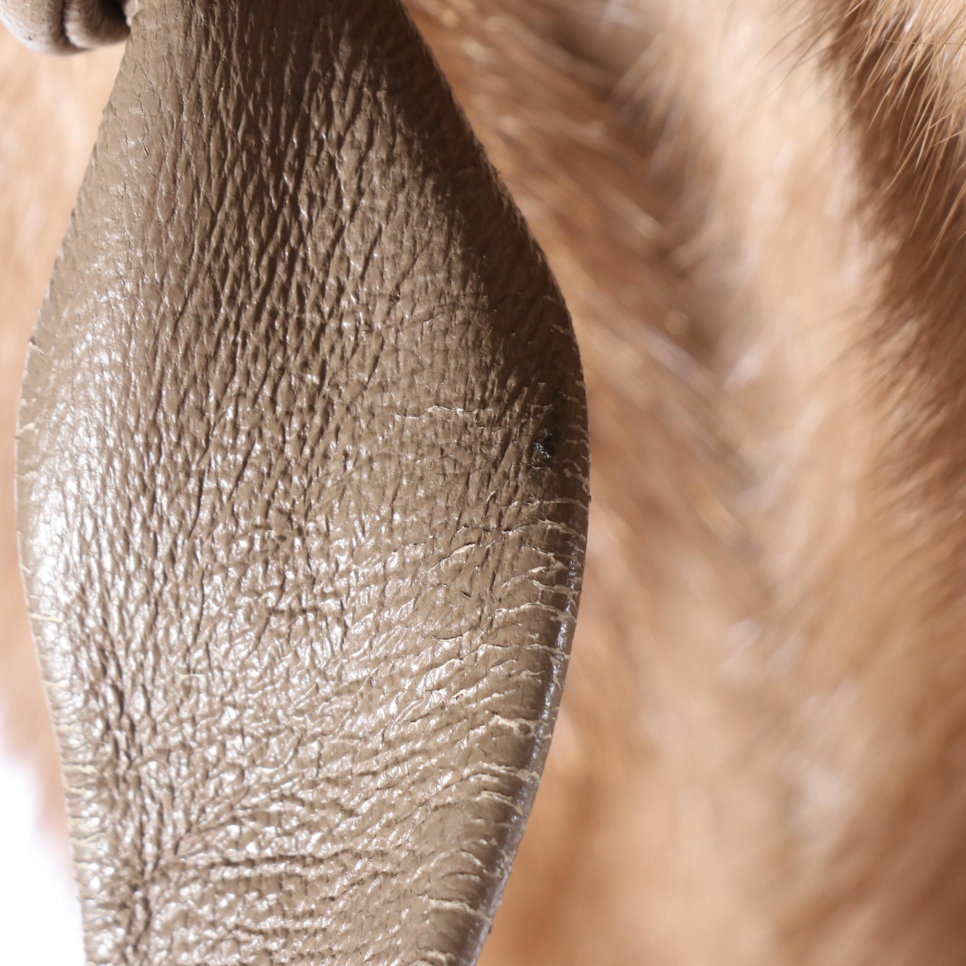 Mink Fur and Leather Shawl Collar Belted Coat