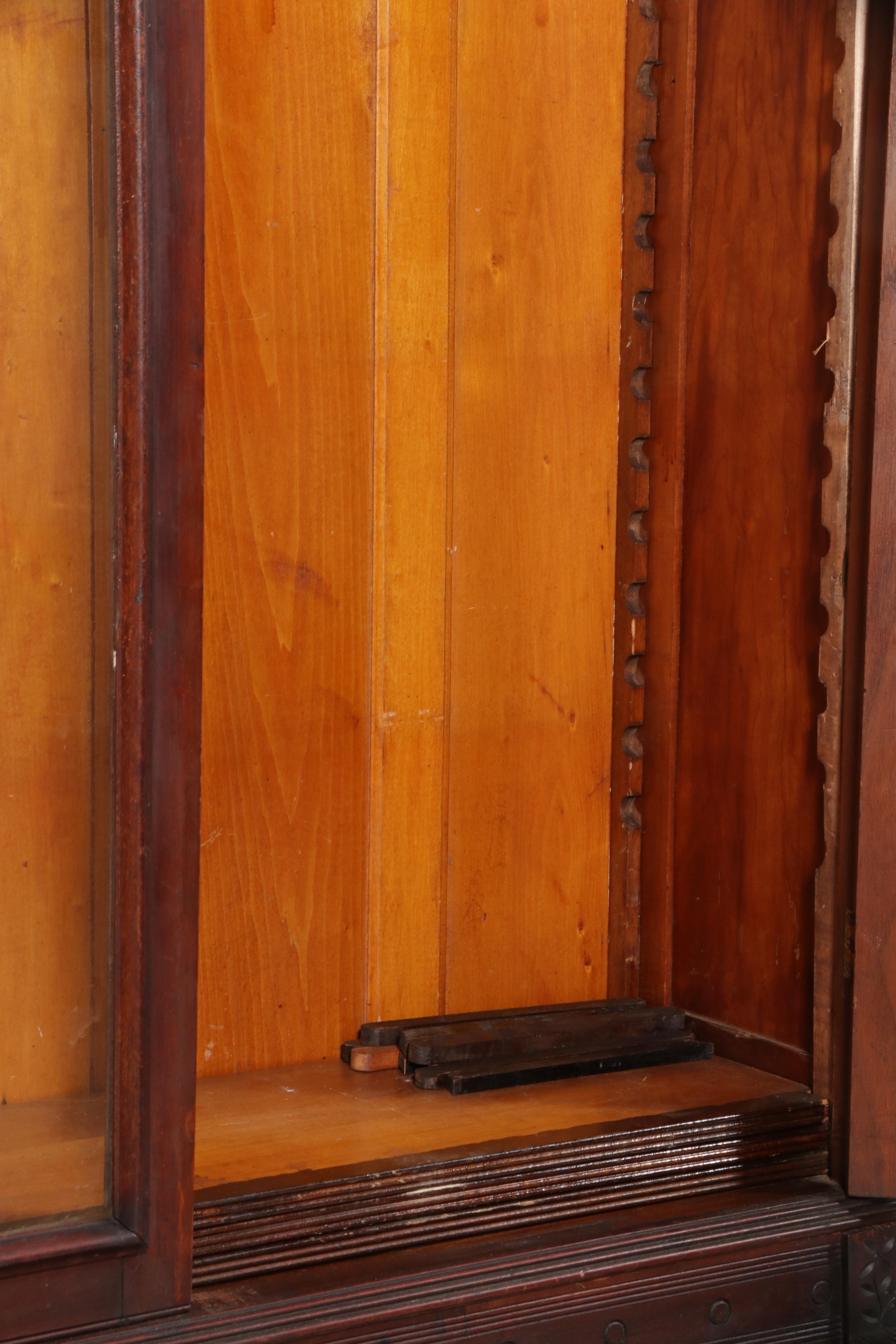 Victorian Walnut Cylinder Desk Bookcase, Mid to Late 19th Century