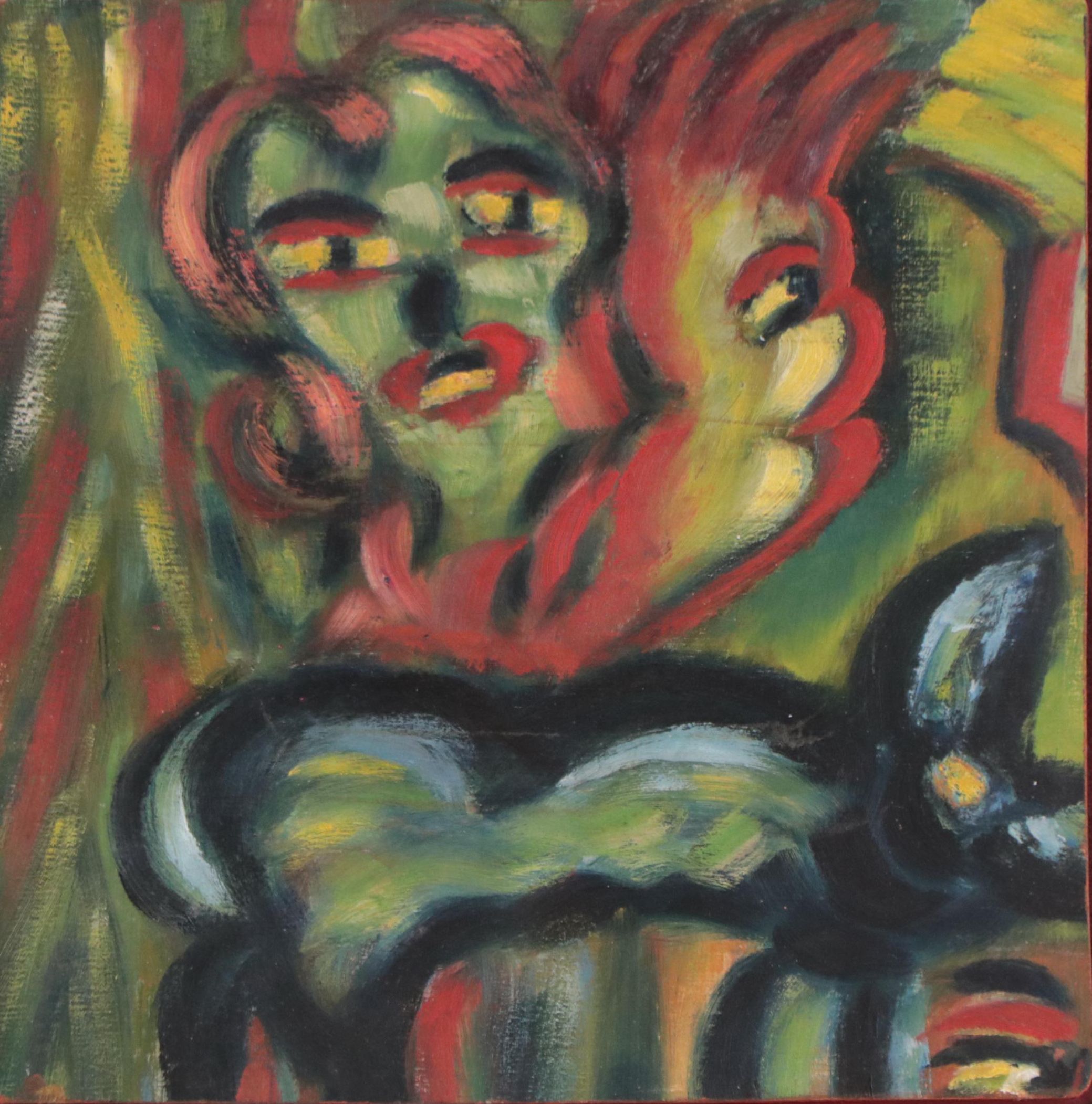 Paul Binder Stylized Figural Oil Painting